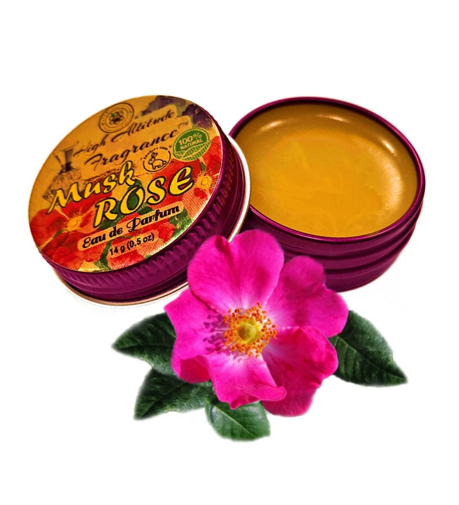 MUSK ROSE Perfume - Eau de Parfum - Solid Balm (Rosa Moschata De Mai Damascena White Champaca Tuberose) - Natural Fragrance - Wedding Party Travel Seminar Guest Favors Gifts - 0.5 oz - Buy Online on GoSupps.com