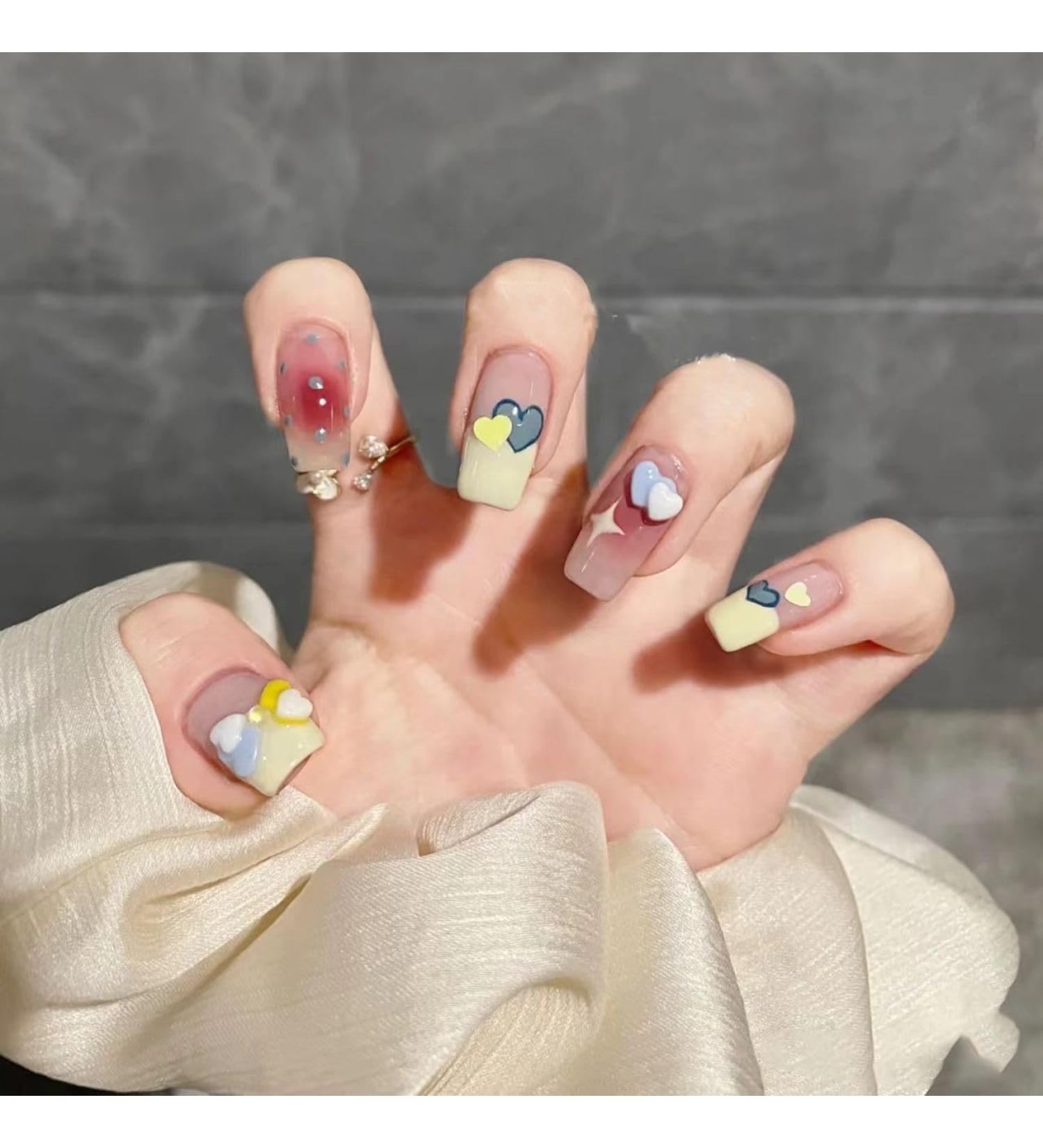 Handmade contrasting love graffiti for white and cute manicure handmade wearing nails contrasting love fake nails 10PCS (Size : L) 1 count (Pack of 1) - Buy Online on GoSupps.com