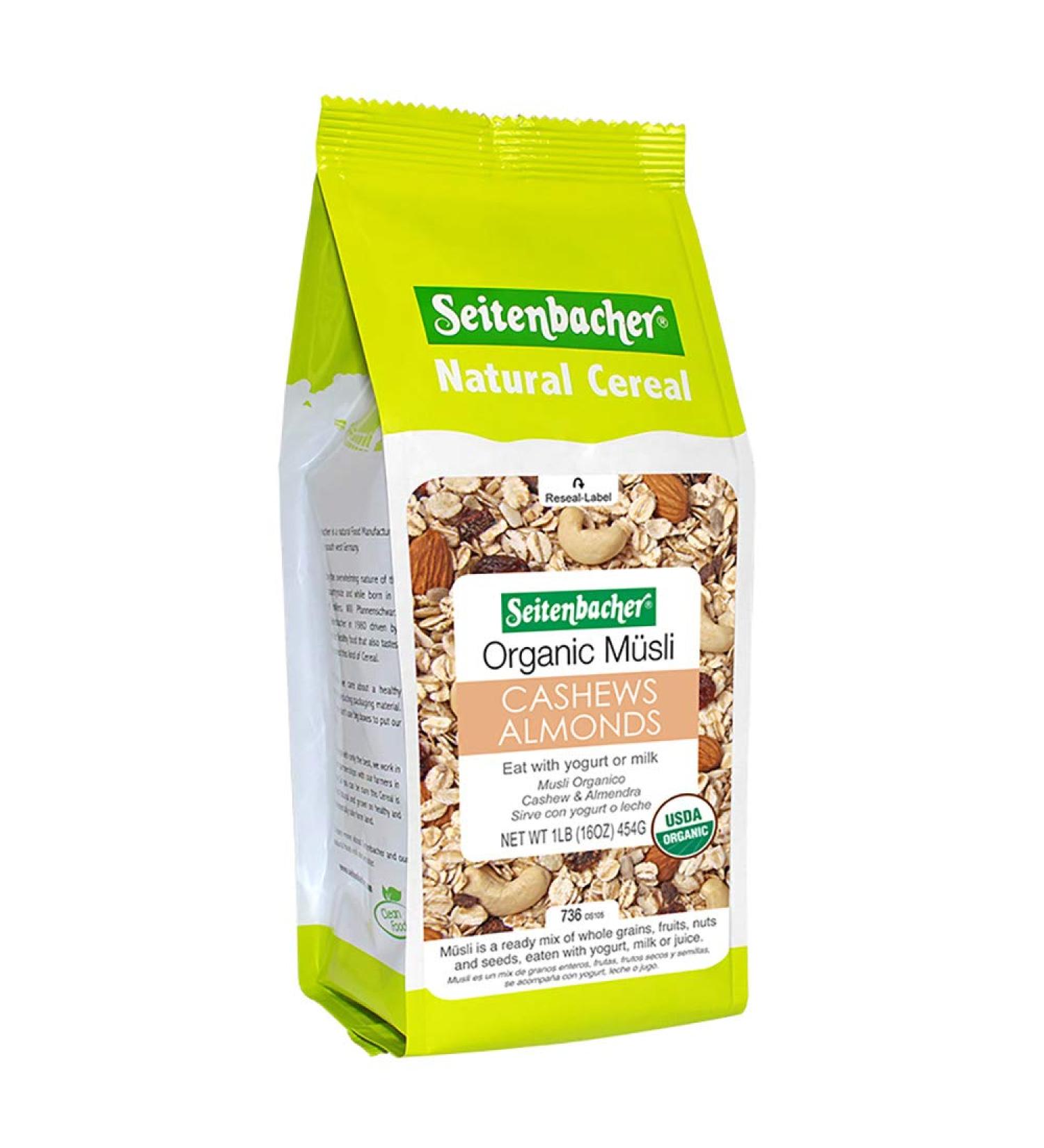 Seitenbacher Organic Muesli Cashews Almonds Cereal - 16 oz | Natural & Healthy Breakfast Option - Buy Online on GoSupps.com