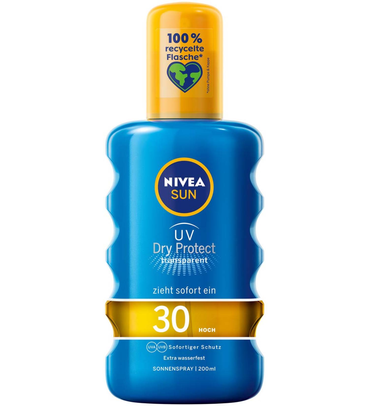 NIVEA SUN UV Dry Protect Transparent 200ml - Best SPF Sunscreen for All Skin Types - Protects Against UV Rays - Buy Online on GoSupps.com