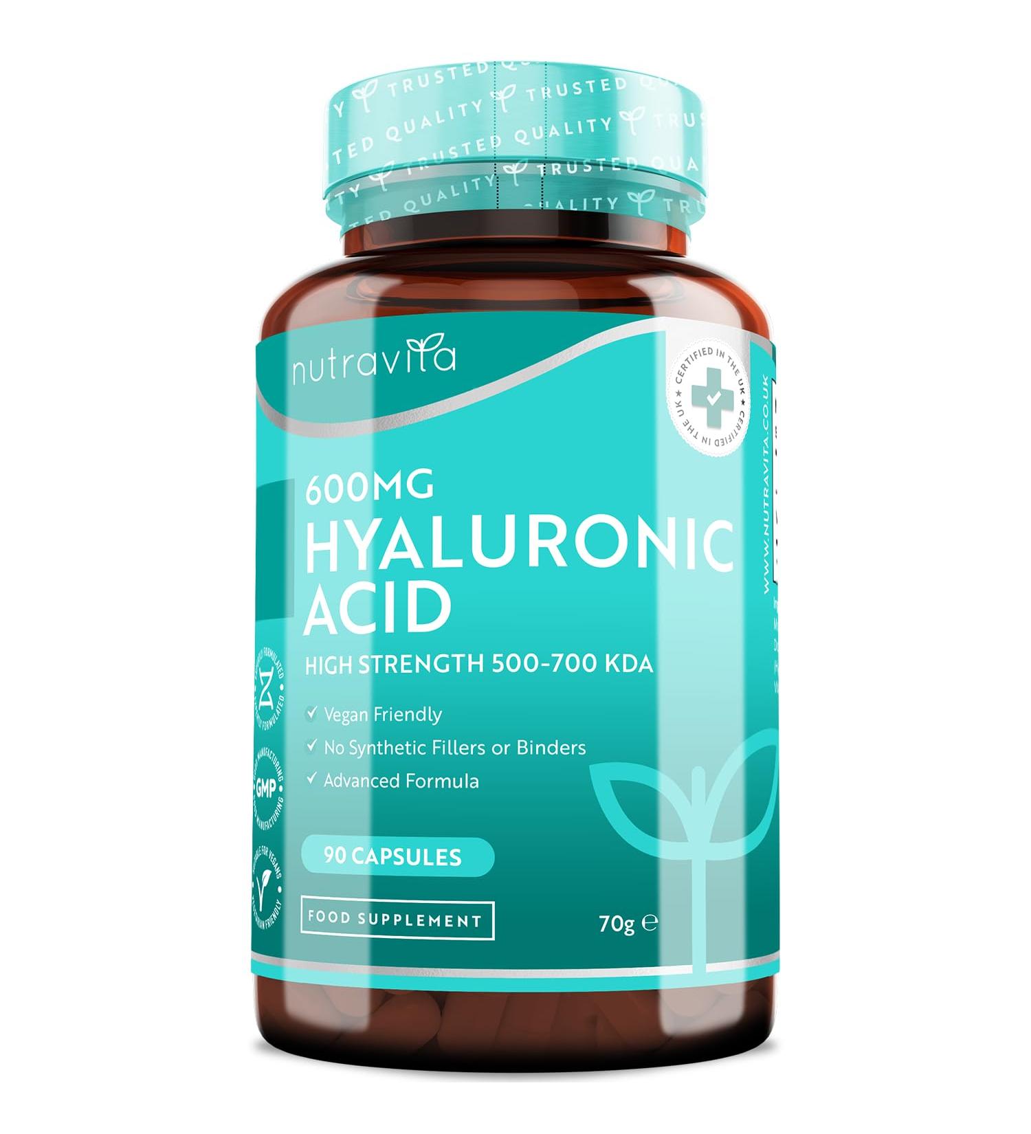 Buy Nutravita 600mg Hyaluronic Acid Capsules - High Purity Vegan 90 Count - Batch-Tested & Certified - International Shipping - Buy Online on GoSupps.com