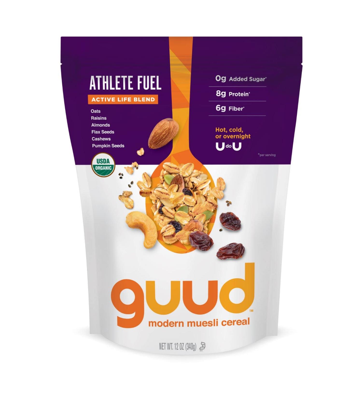 GUUD Athlete Fuel Organic Muesli Cereal 12oz - Oats, Raisins, Almonds, Flax Seeds, Cashews, Pumpkin Seeds - Vegan, Non-GMO, Kosher - Pack of 1 - Buy Online on GoSupps.com