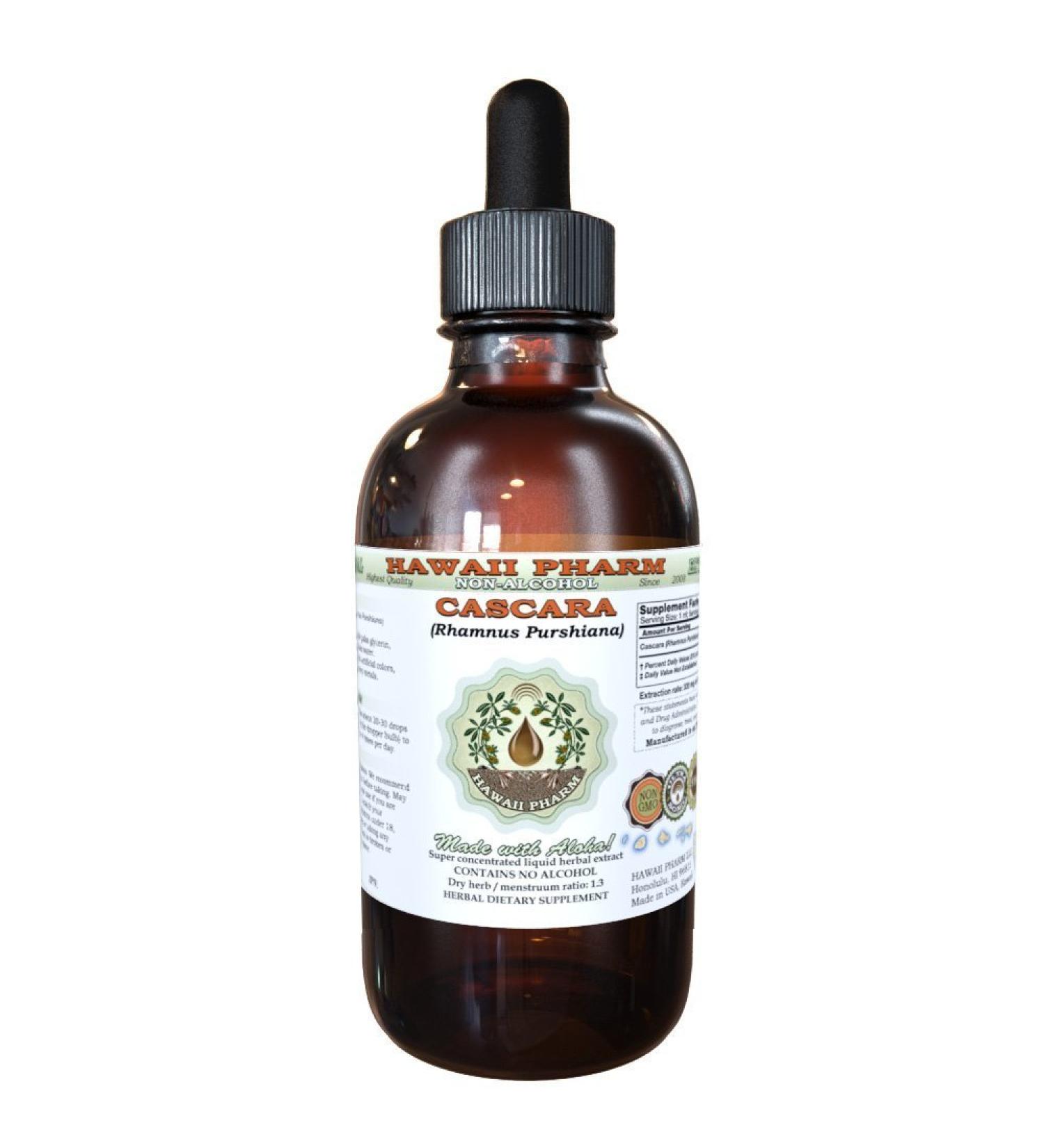 Cascara Alcohol-Free Liquid Extract Cascara (Rhamnus Purshiana) Dried Bark Glycerite Hawaii Pharm Natural Herbal Supplement 2 oz 2 Fl Oz (Pack of 1) - Buy Online on GoSupps.com