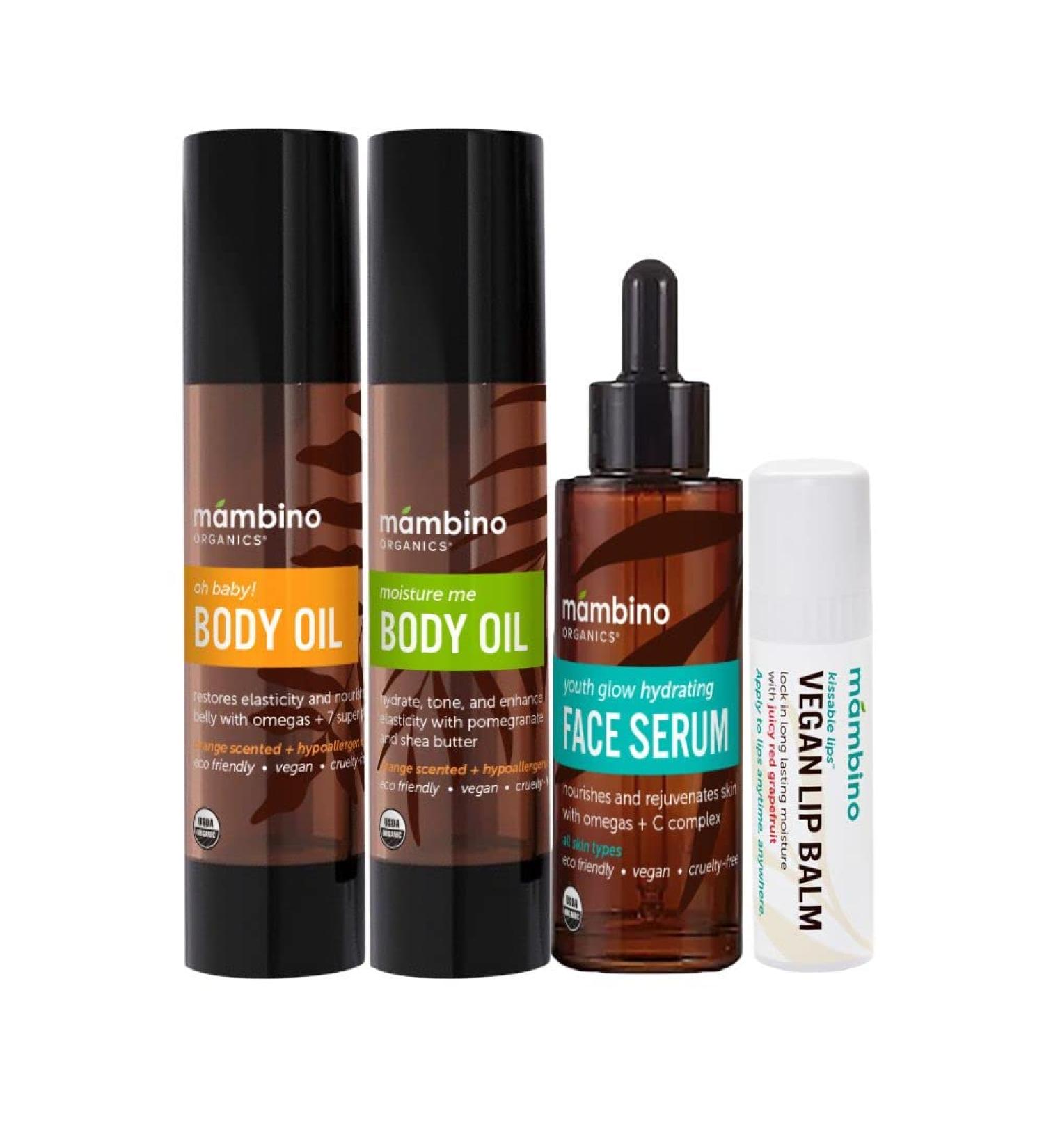 Mambino Organics Bun in the Oven Kit - Pregnancy Skincare Set for Anti-Stretch Marks - Body Moisturizer and Lip Balm Gift for First Time Moms | Best Seller for Expecting Mothers - Buy Online on GoSupps.com