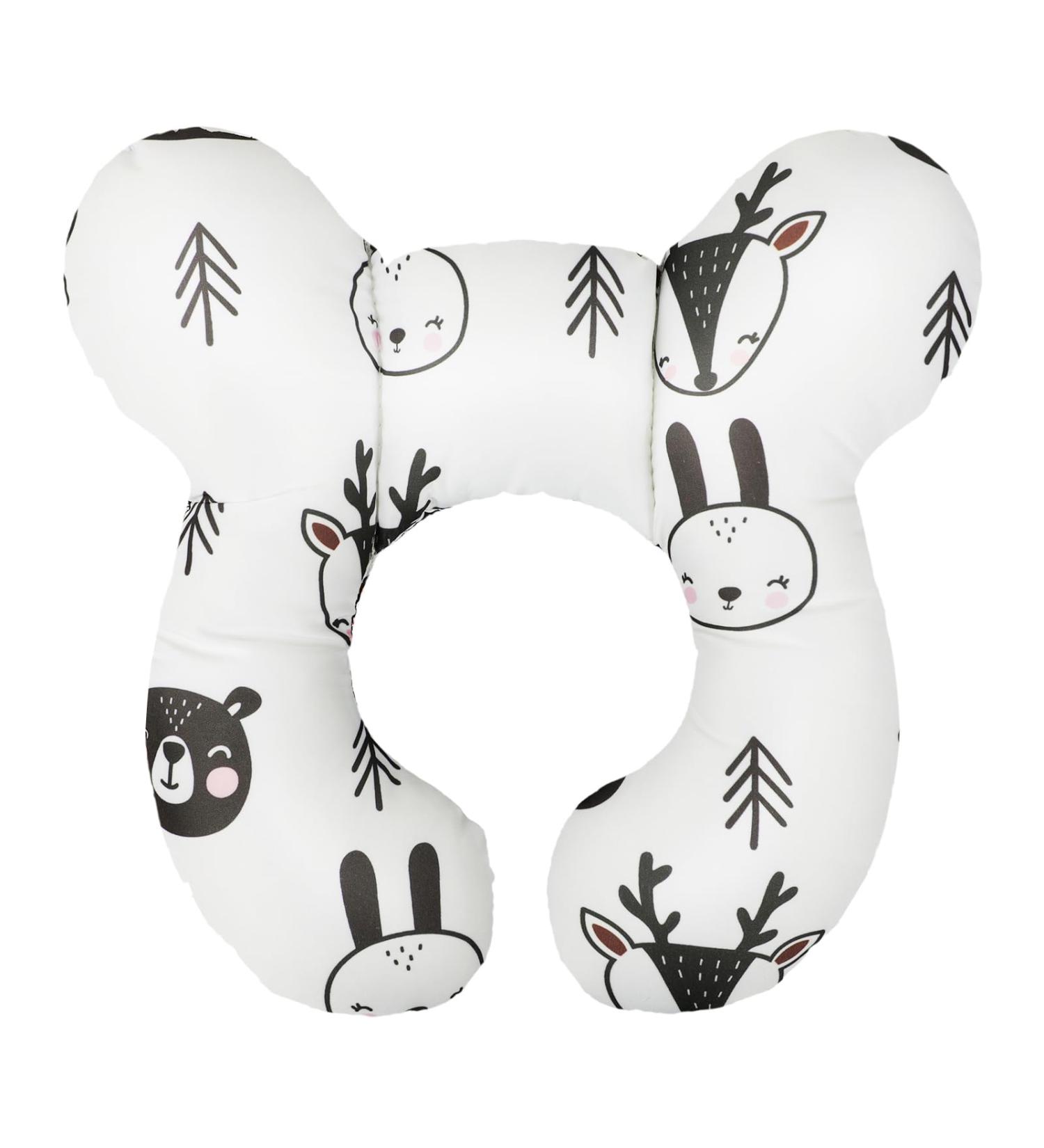 Baby Car Travel Pillow - Infant Head and Neck Support Cushion for Car Seat, Pushchair, and Stroller - U-shaped Headrest Pillow with Bear Design - Buy Online on GoSupps.com