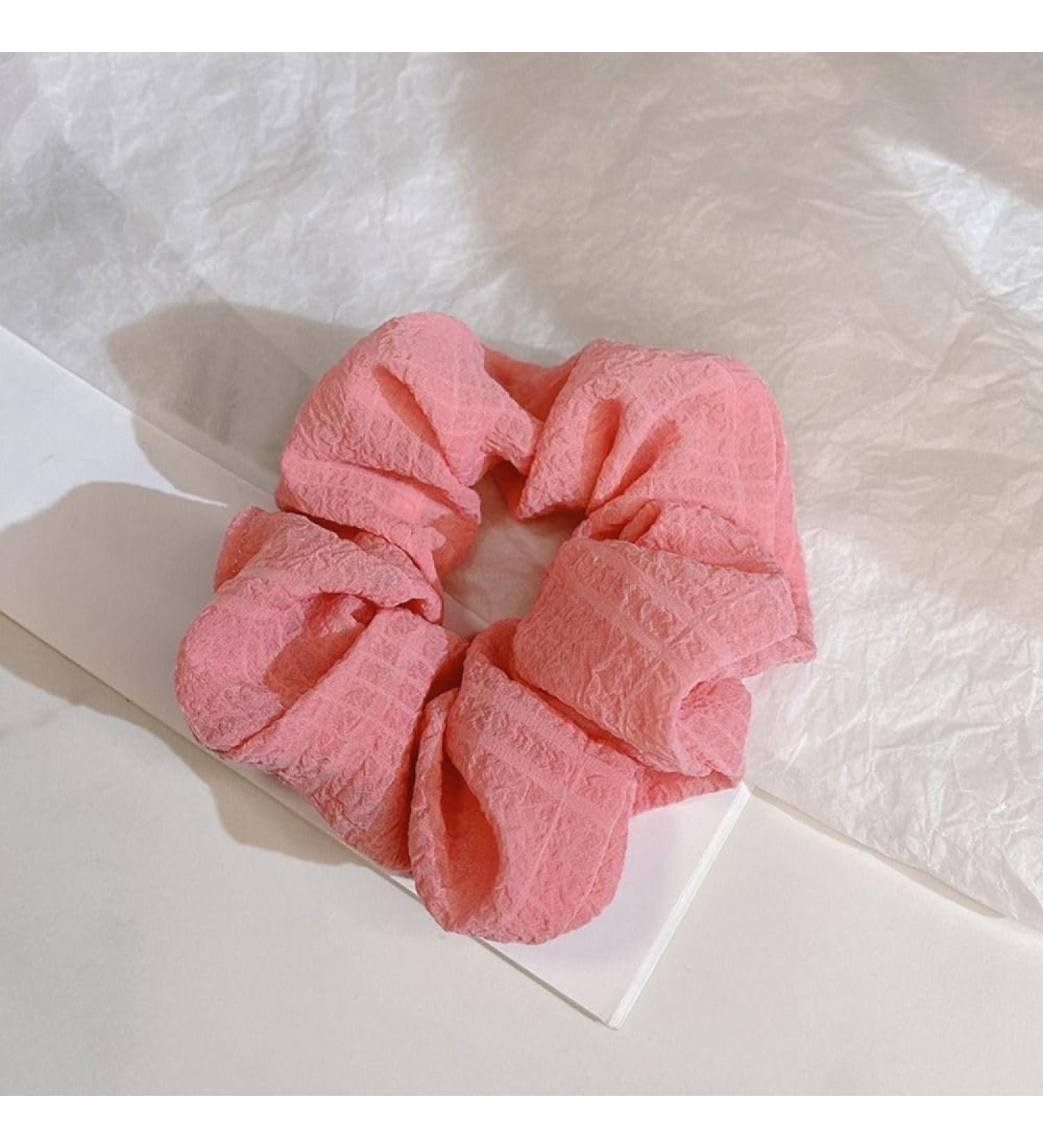 Polyester Plaid Scrunchies Fashion Elastic Hair Rubber Bands Hair Accessories Headwear Ponytail Holder(Light red) - Buy Online on GoSupps.com