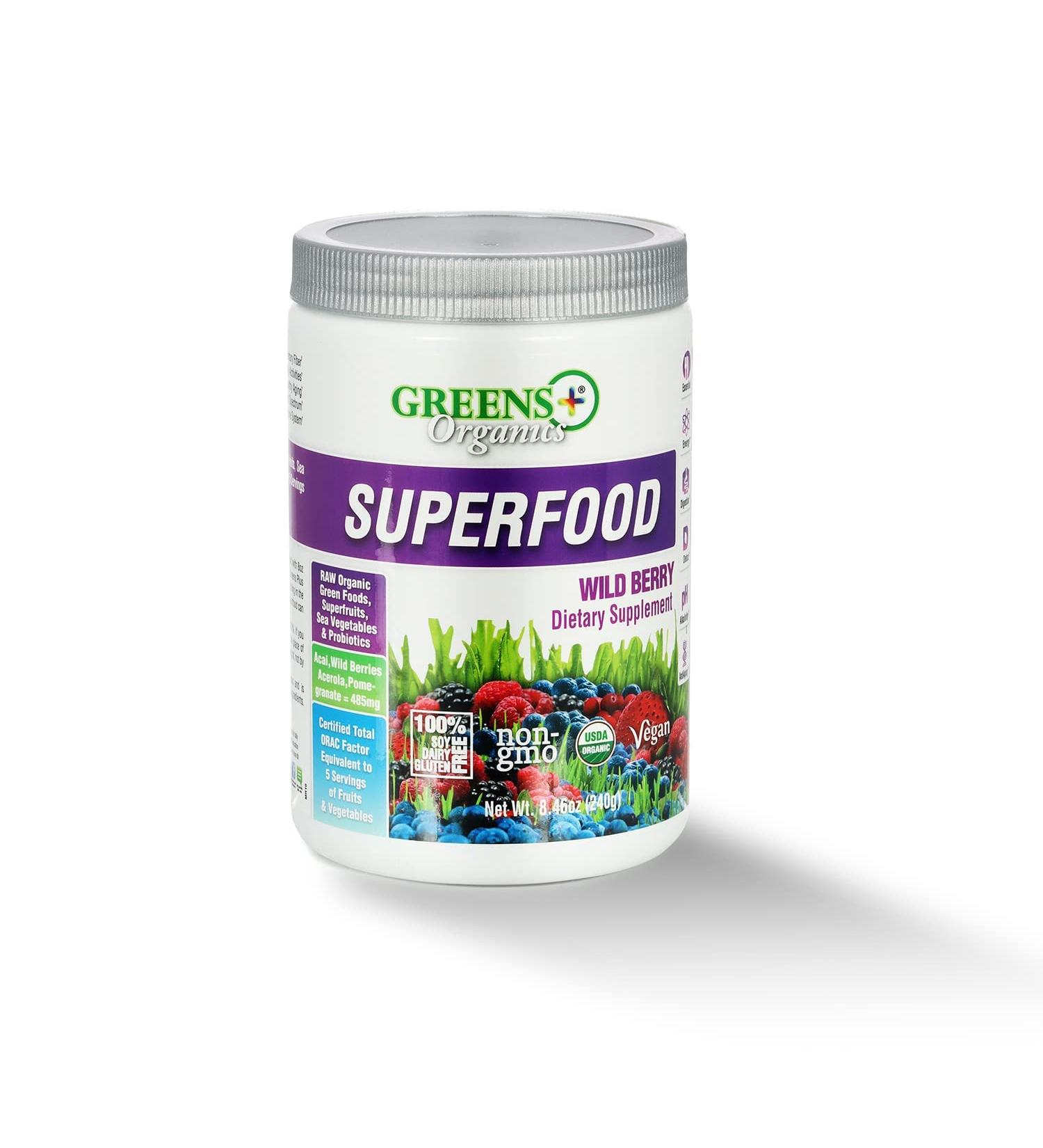 Greens Plus Organics Superfood Wild Berry Powder - 8.46 oz (240 g) | Premium Nutritional Boost - Buy Online on GoSupps.com