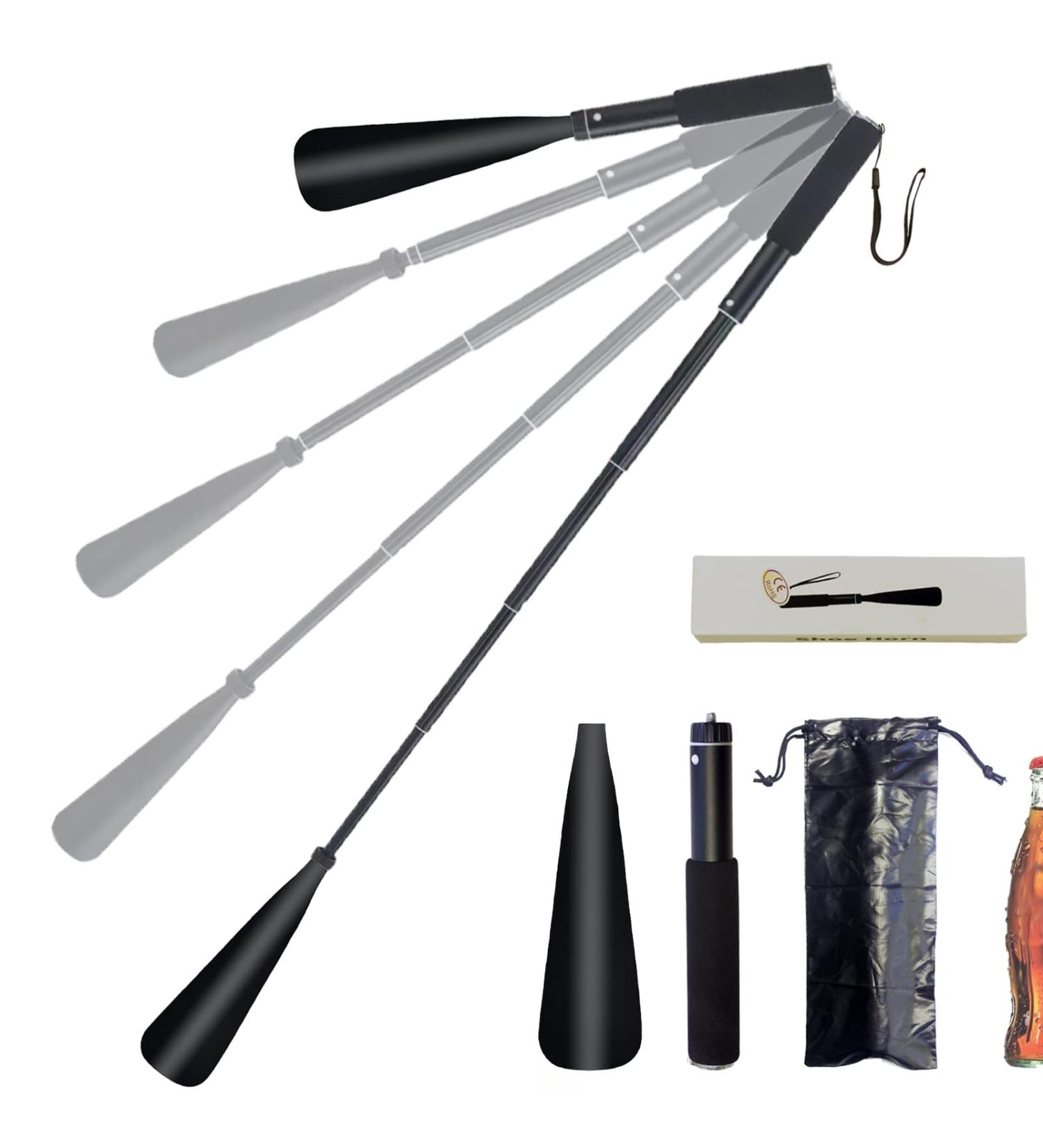Retractable Aluminum Shoe Horn with Long Handle for Seniors, Pregnant Women, Men, and Kids - Portable Dressing Aid Rod with Adjustable Length - 7.9-37.7 inches - Buy Online on GoSupps.com