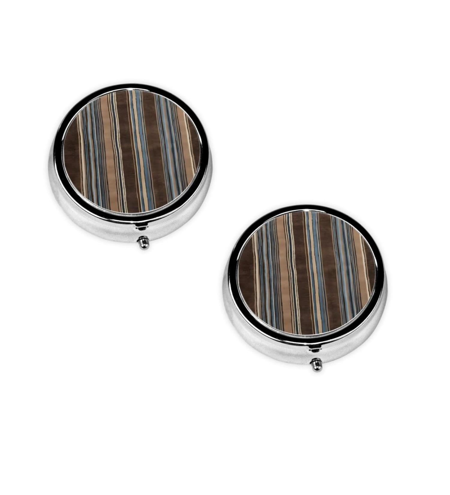 Colorful Stripes Round Pill Box | 3 Compartment Portable Travel Organizer for Vitamins & Medications - Buy Online on GoSupps.com