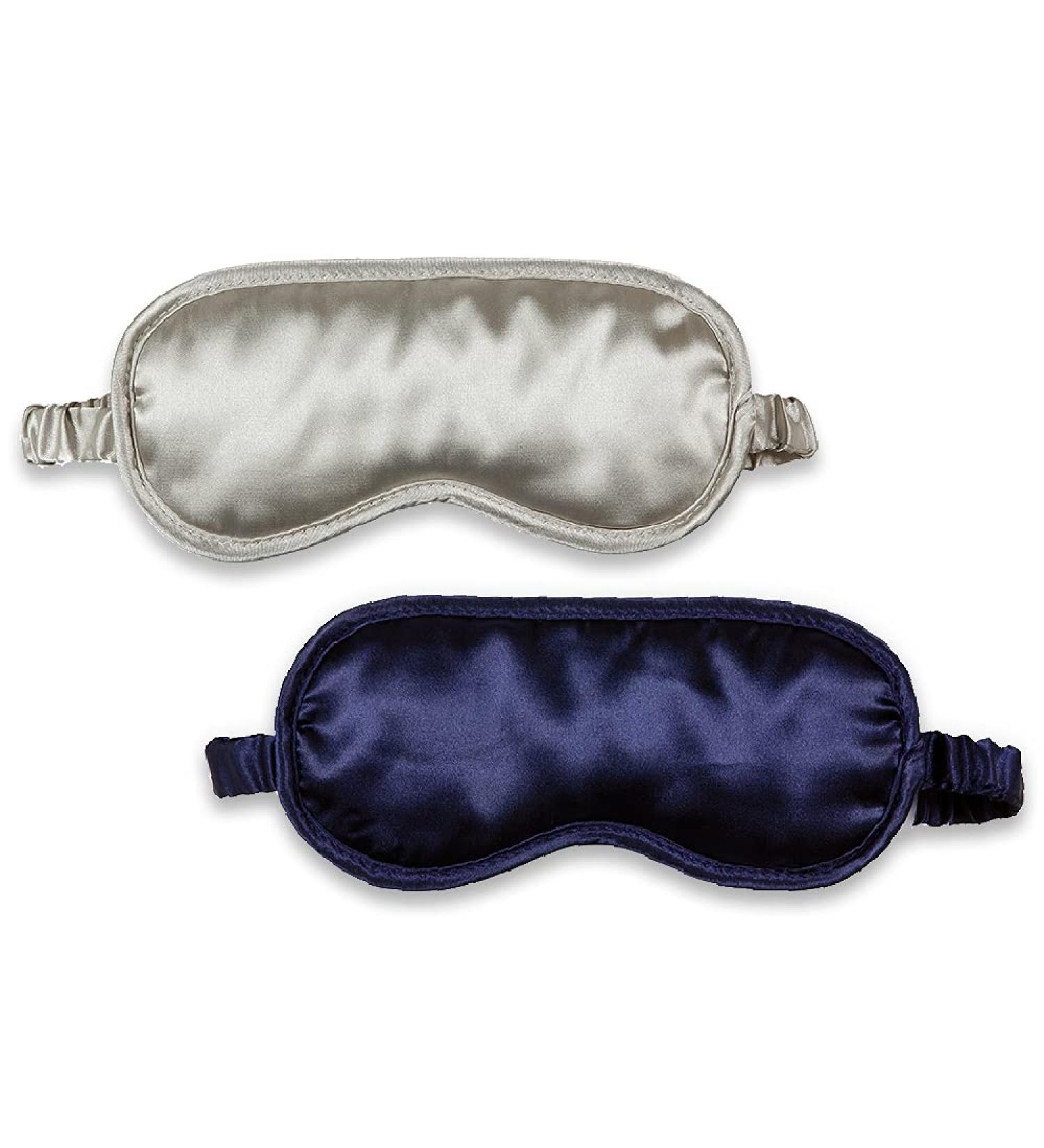 Aromatherapy Lavender Scented Eye Mask 2-Pack for Better Sleep - Navy Blue/Tan - Buy Online on GoSupps.com
