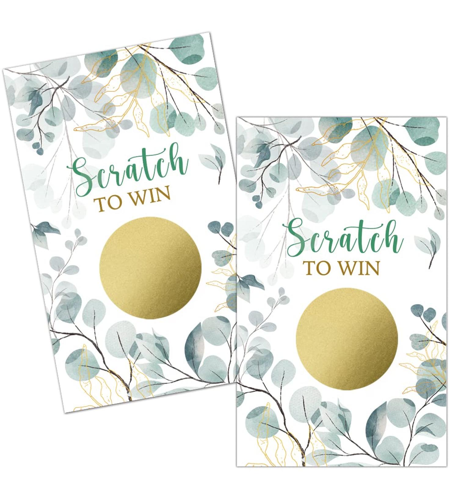 Haizct 50 Pack Watercolor Eucalyptus Blank Gift Certificate Scratch Off Cards for Small Business Spa Beauty Makeup Hair Salon Baby Shower Country Wedding Bridal Shower Gold-GK080 - Buy Online on GoSupps.com
