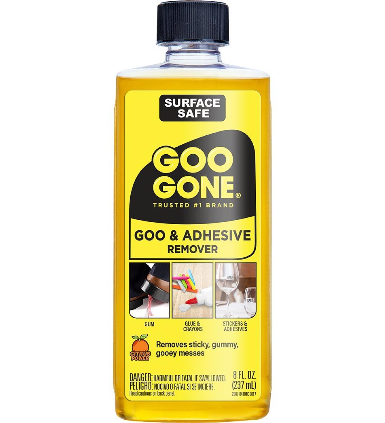 Goo Gone Adhesive Remover - 8 Ounce - Surface Safe Adhesive Remover Safely Removes Stickers Labels Decals Residue Tape Chewing Gum Grease Tar, Pack of 2 - Buy Online on GoSupps.com