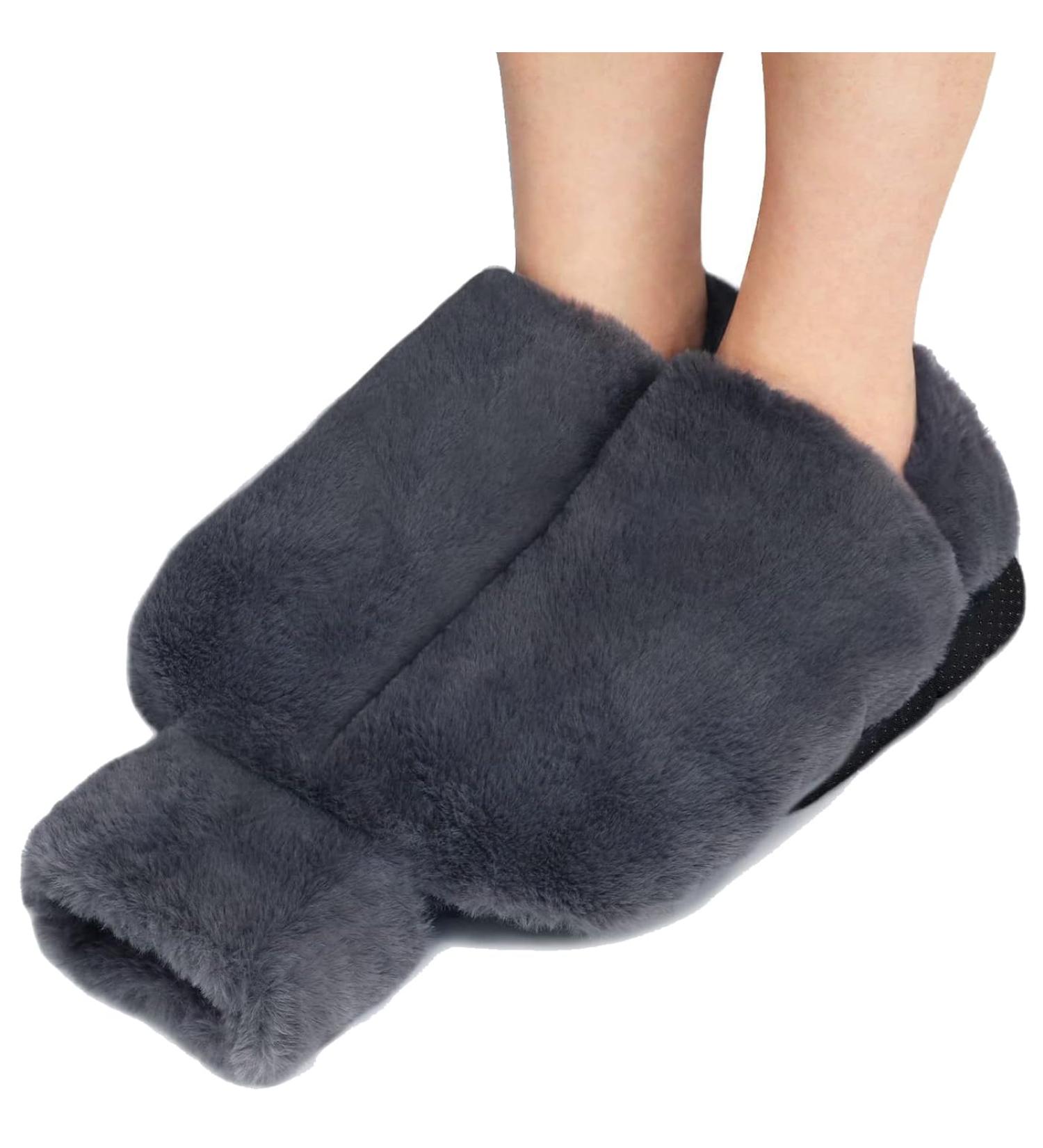 Moollyfox 2L Foot Warmer - Electric-Free Plush Heating Pad for Adults & Kids | Winter Soft Warm Foot Heat Bottle - Beige & Gray (38x32cm) - Buy Online on GoSupps.com