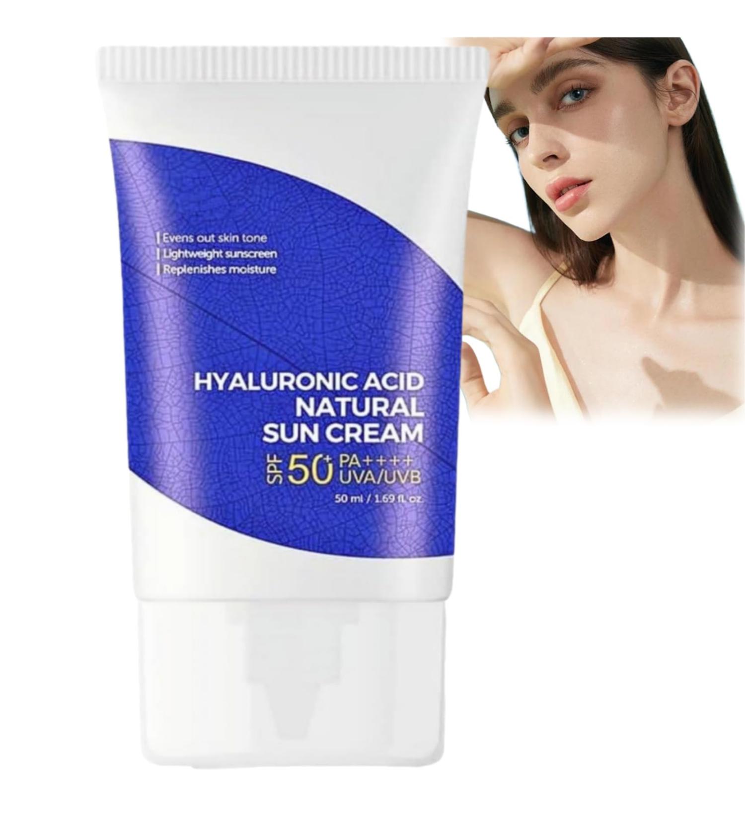 Hyaluronic Acid Natural Sun Cream SPF50+ Korean Sunscreen Sunscreen SPF 50 Hyaluronic Acid Watery Sun Gel Face Sun Cream with No Whitecast Deeply Hydrating Suncream Sunscreen for Oily Skin - Buy Online on GoSupps.com