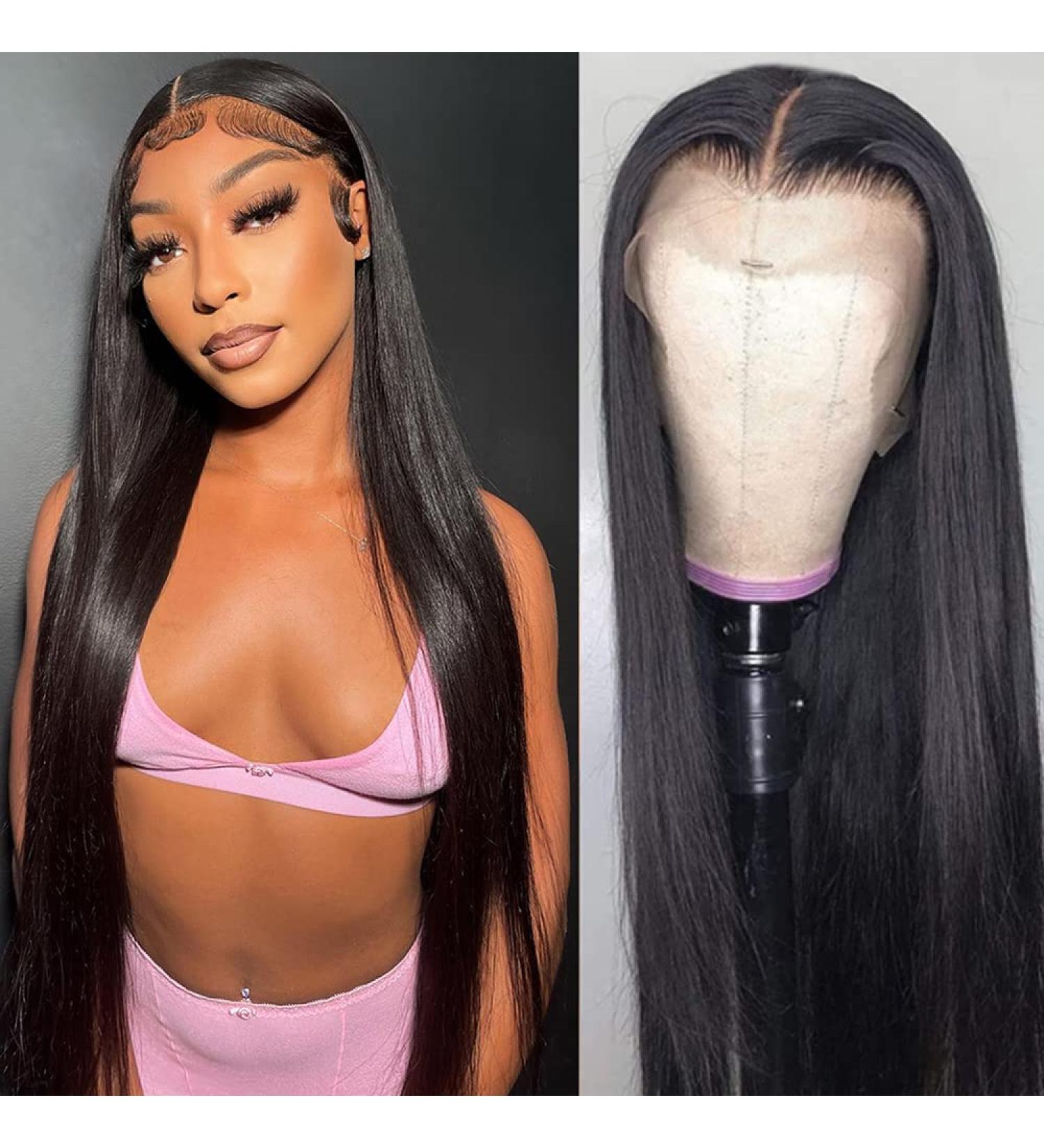 26 Inch Serwell HD Lace Front Wig | Pre Plucked Straight Human Hair | 180% Density Glueless Transparent Frontal Wig for Black Women - Buy Online on GoSupps.com