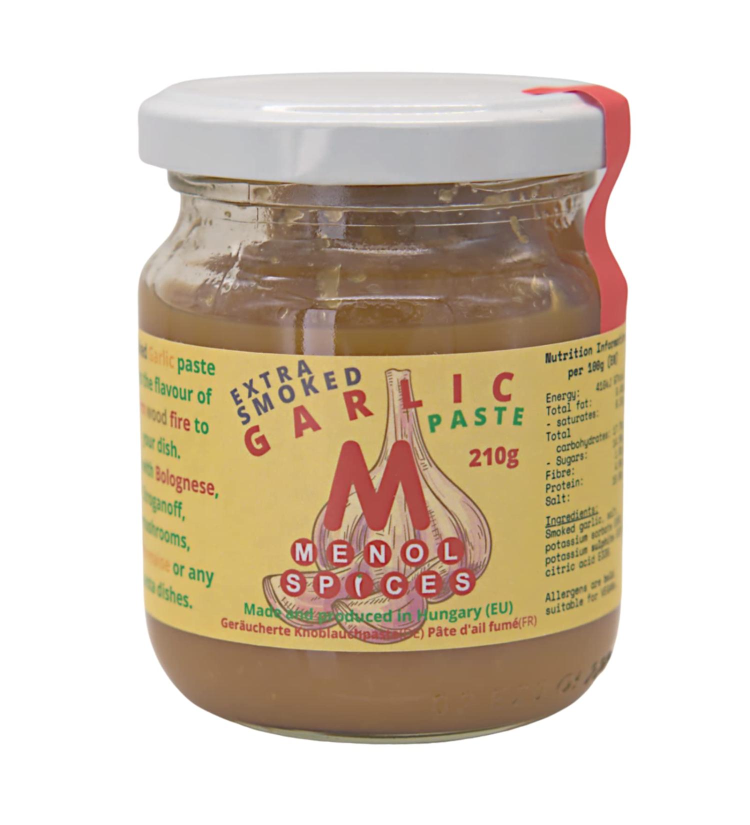 Menol Spices Extra Smoked Garlic Paste 210g | Premium EU (Hungary) Garlic Puree for Gourmet Food - Buy Online on GoSupps.com