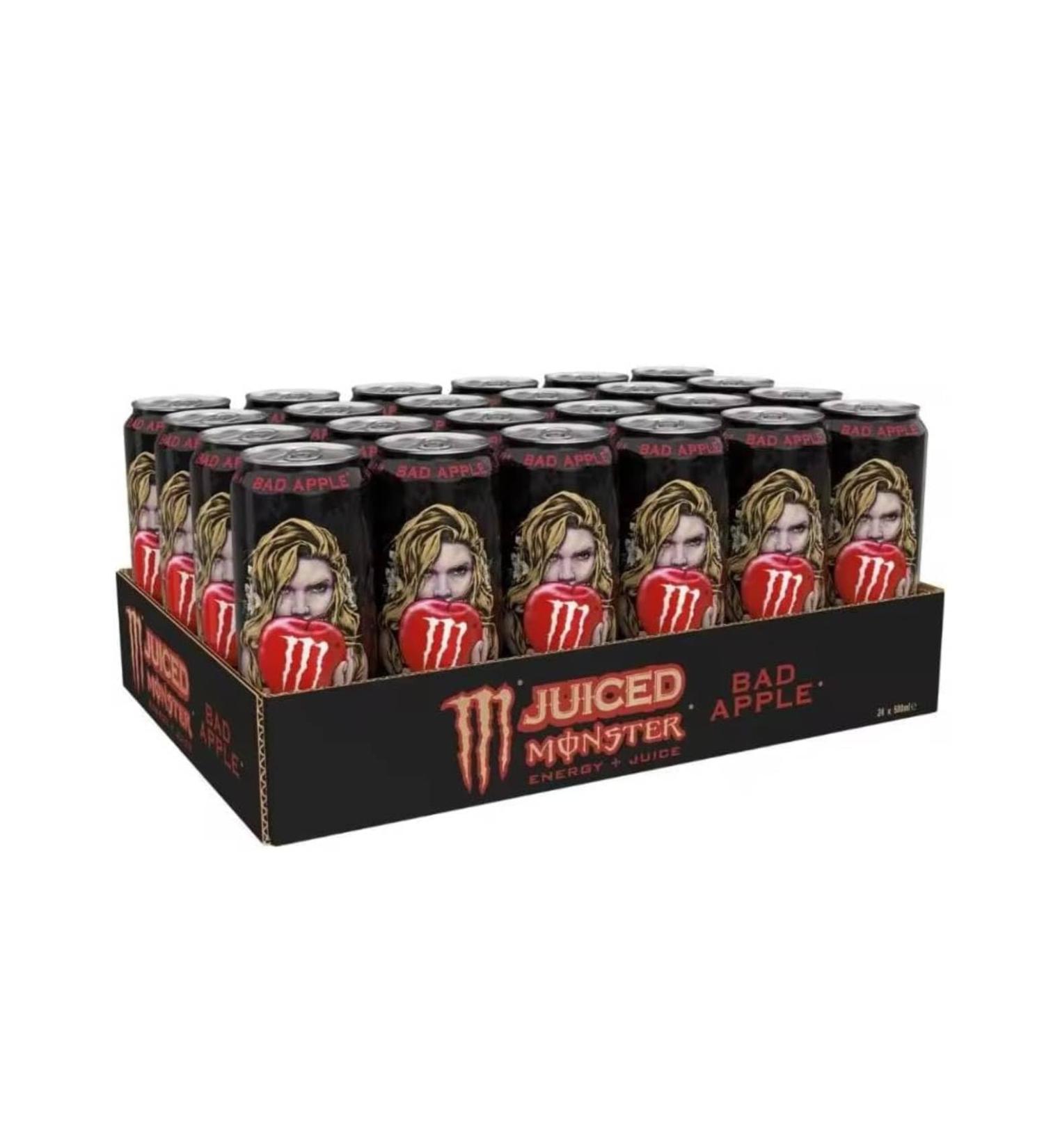 Monster Energy Juiced Bad Apple Energy Drink Pack of 24 cans 500 ml
