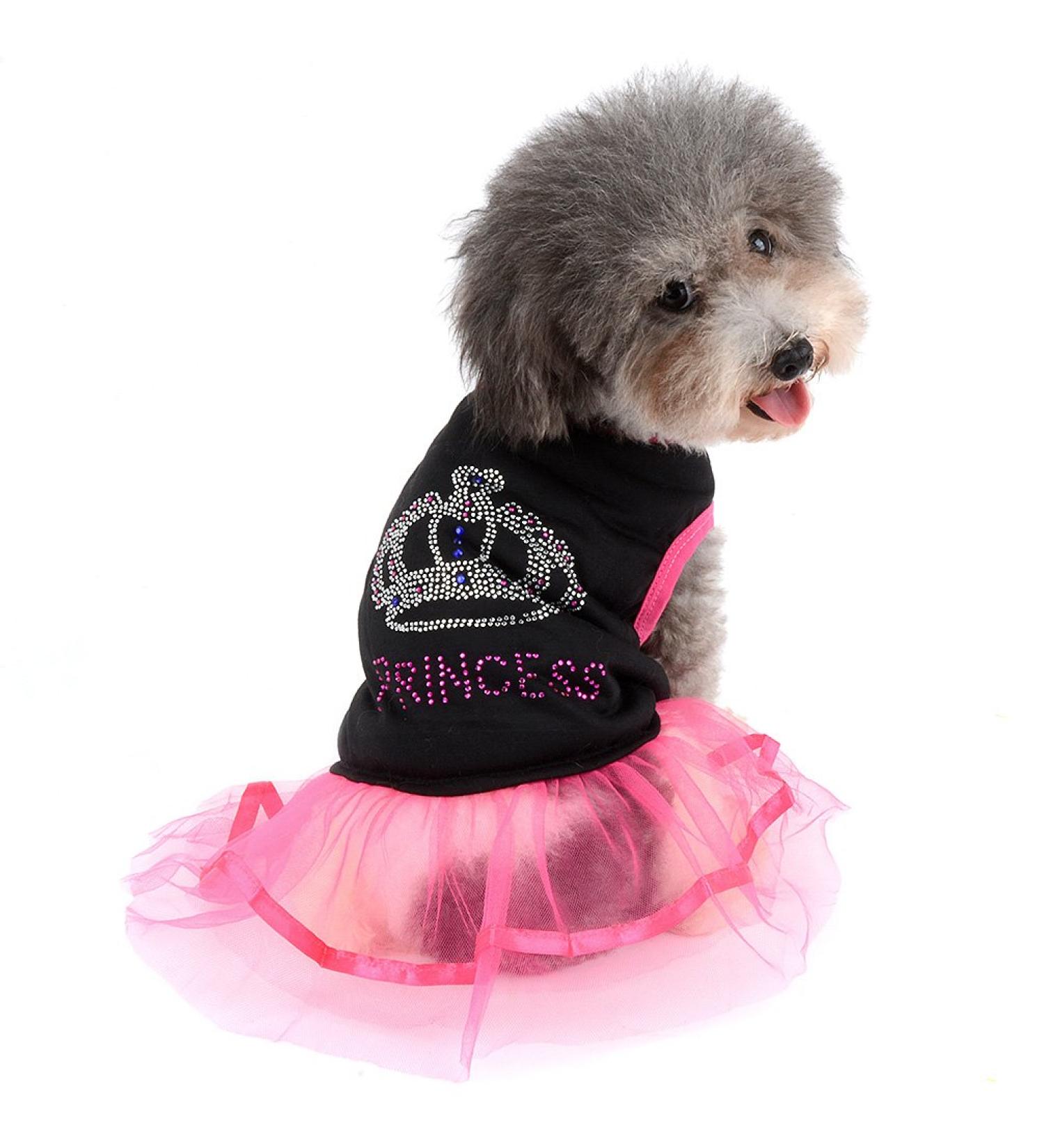 Ranphy Rhinestone Princess Dog Dress - Lace Tutu Vest Skirt for Small Dogs & Cats - Stylish Girl Clothes in Pink & Black - Buy Online on GoSupps.com
