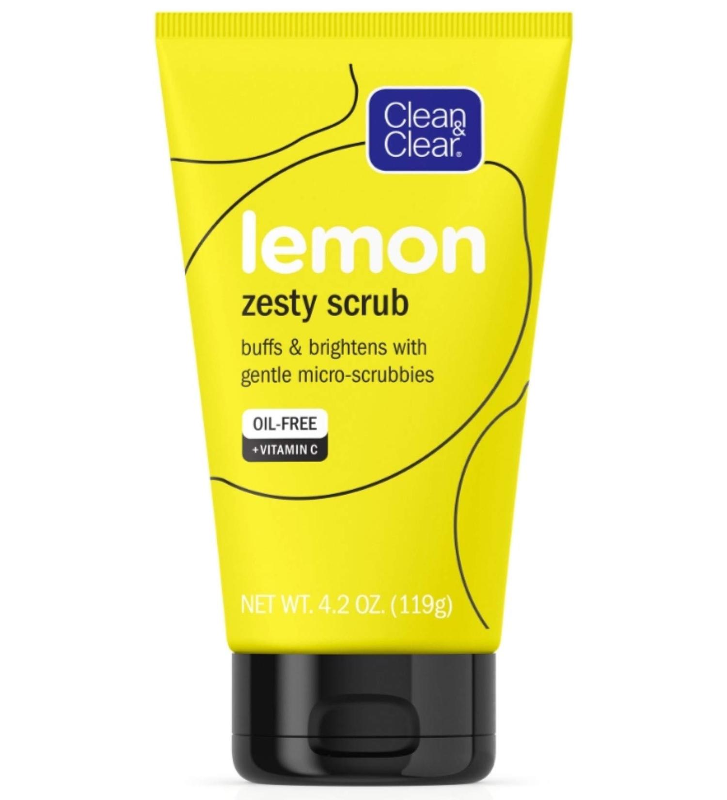 Clean & Clear Lemon Zesty Facial Scrub - Oil-Free Vitamin C Face Scrub with Lemon Extract Buffs & Brightens 4.2 oz (Pack of 2 - Buy Online on GoSupps.com