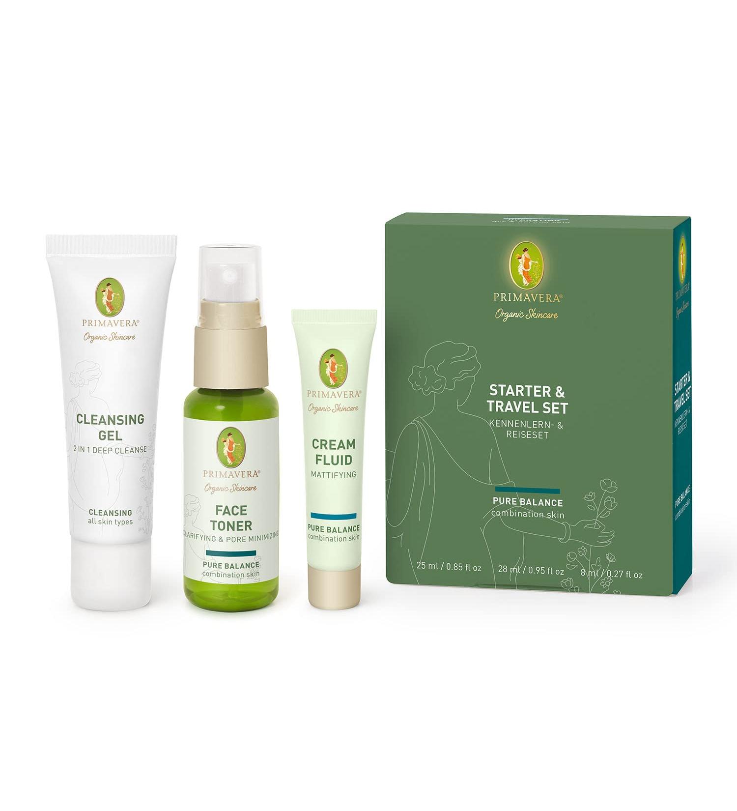 PRIMAVERA Pure Balance Starter & Travel Kit - Natural Cosmetics - Learning & Travel Kit for Combination & Oily Skin - Cleansing Gift Set - Toner Care - Vegan - Buy Online on GoSupps.com