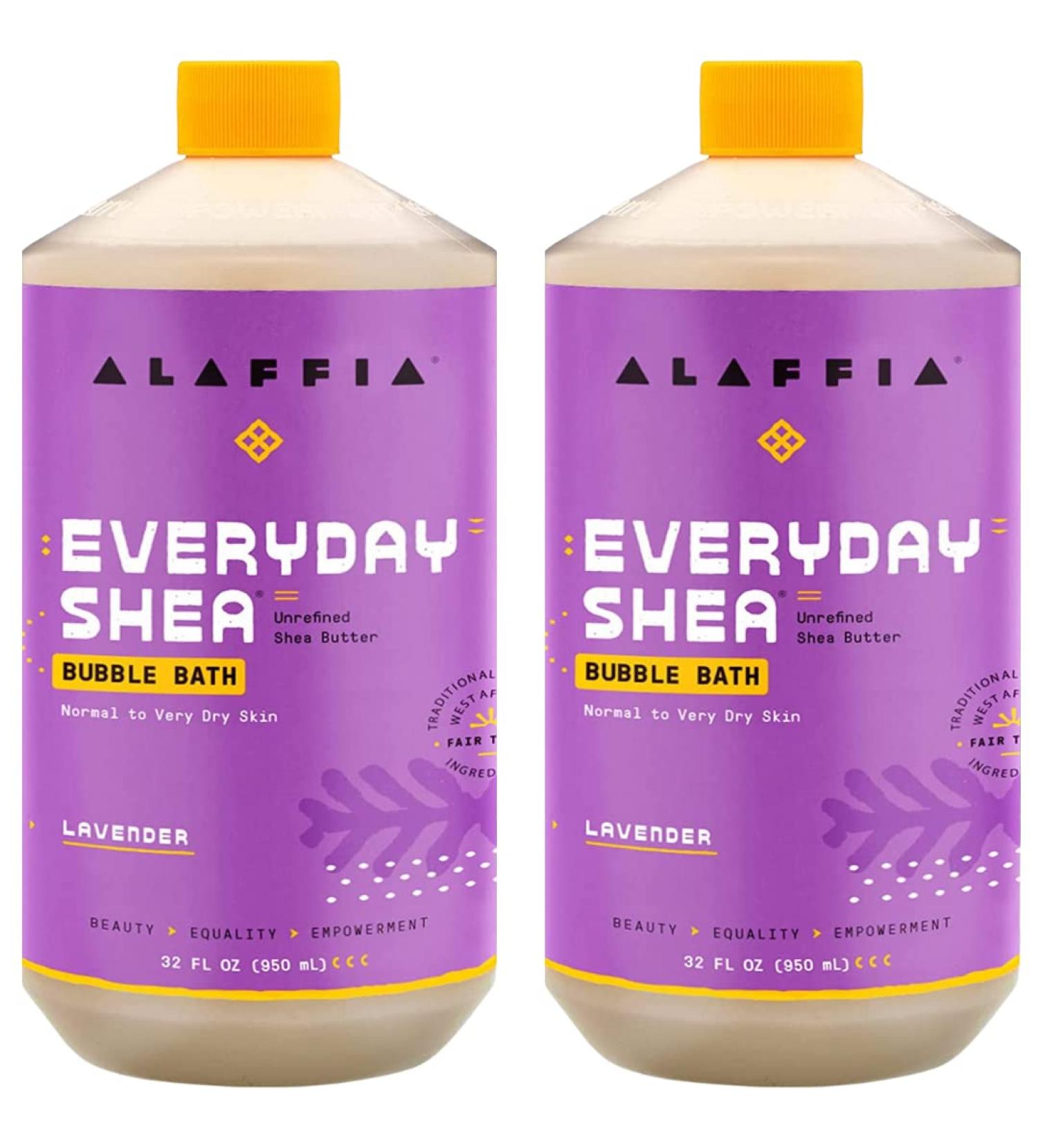 Alaffia Everyday Shea Lavender Bubble Bath - 2 Pack, 32 Fl Oz Each | Cleanse, Soothe & Moisturize | Fair Trade Shea Butter, Vegan, Cruelty Free - Buy Online on GoSupps.com