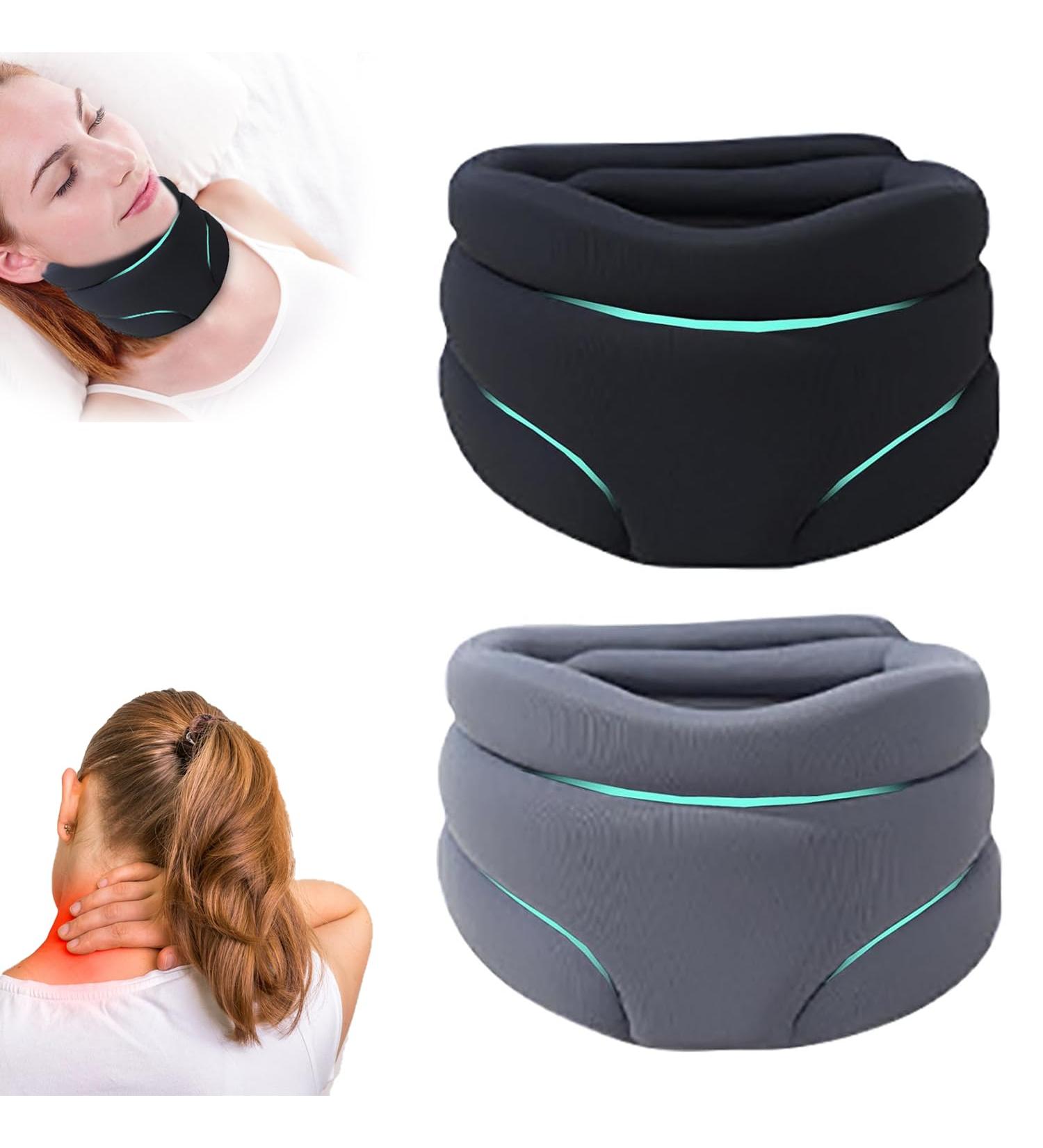 Neck Support & Stretcher for Pain Relief | Snooze Aid & Anti-Snoring Pillow | Black & Gray - Buy Online on GoSupps.com