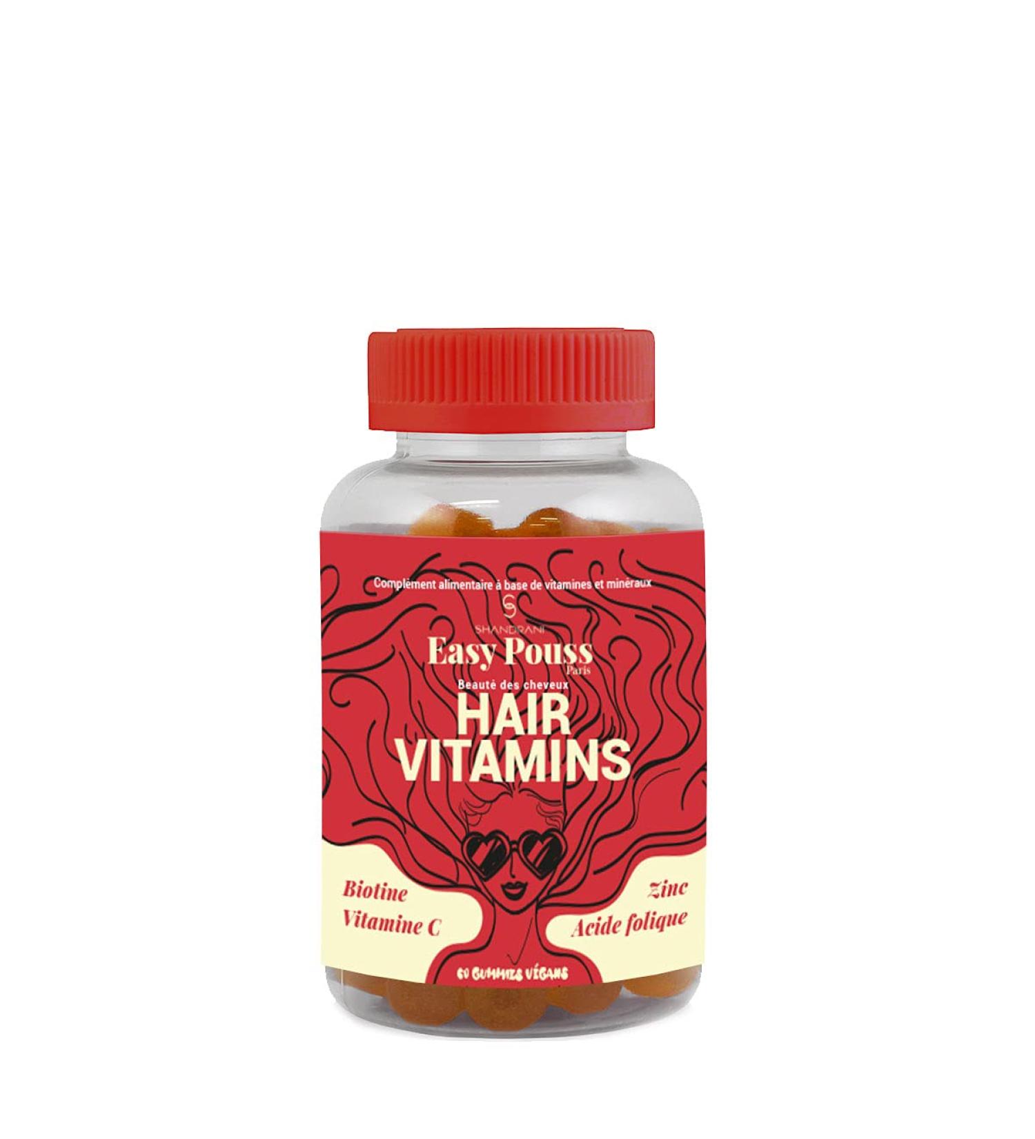 EASY POUSS | Hair Vitamins | Boosts your Hair | Strengthens and Stimulates Hair Growth | Beautifies your Skin and Nails | Made in France | Vegan | 60 Gummies - Buy Online on GoSupps.com