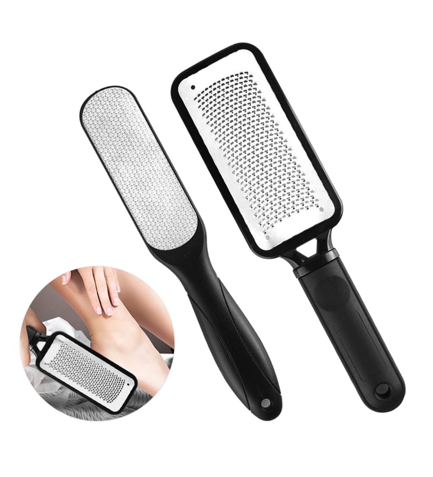 Wujun 2-Piece Stainless Steel Foot Grater Set for Hard Skin Removal - Double-Sided Callus Remover for Wet & Dry Cracked Feet - Buy Online on GoSupps.com