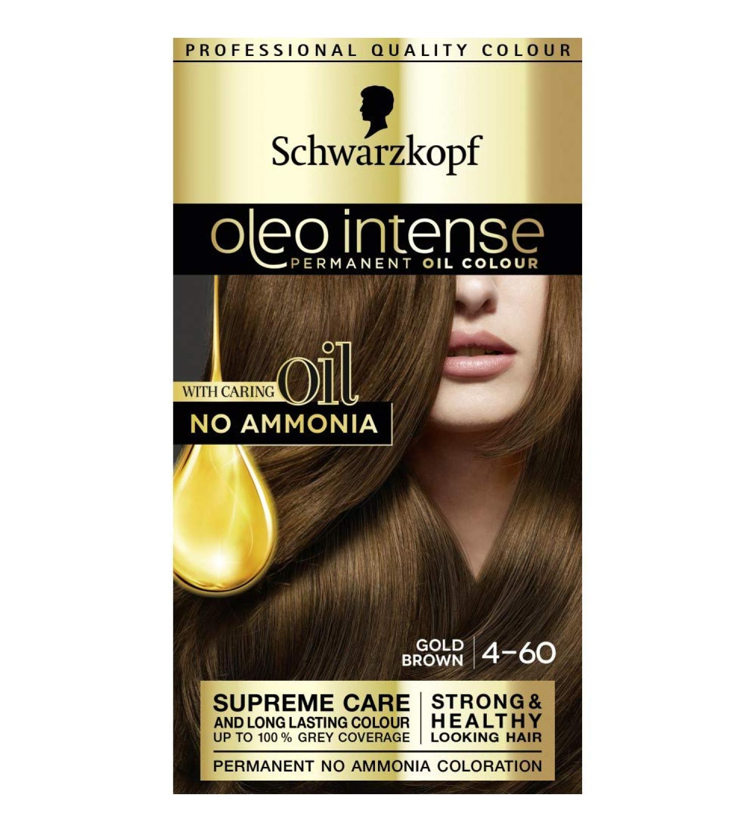  Schwarzkopf Schwarzkopf Oleo Intense Permanent Brown Hair Colour Oil Enriched with Ammonia Up to 100% Grey Coverage Gold Brown (Golden Brown) 4-60 - Buy Online on GoSupps.com
