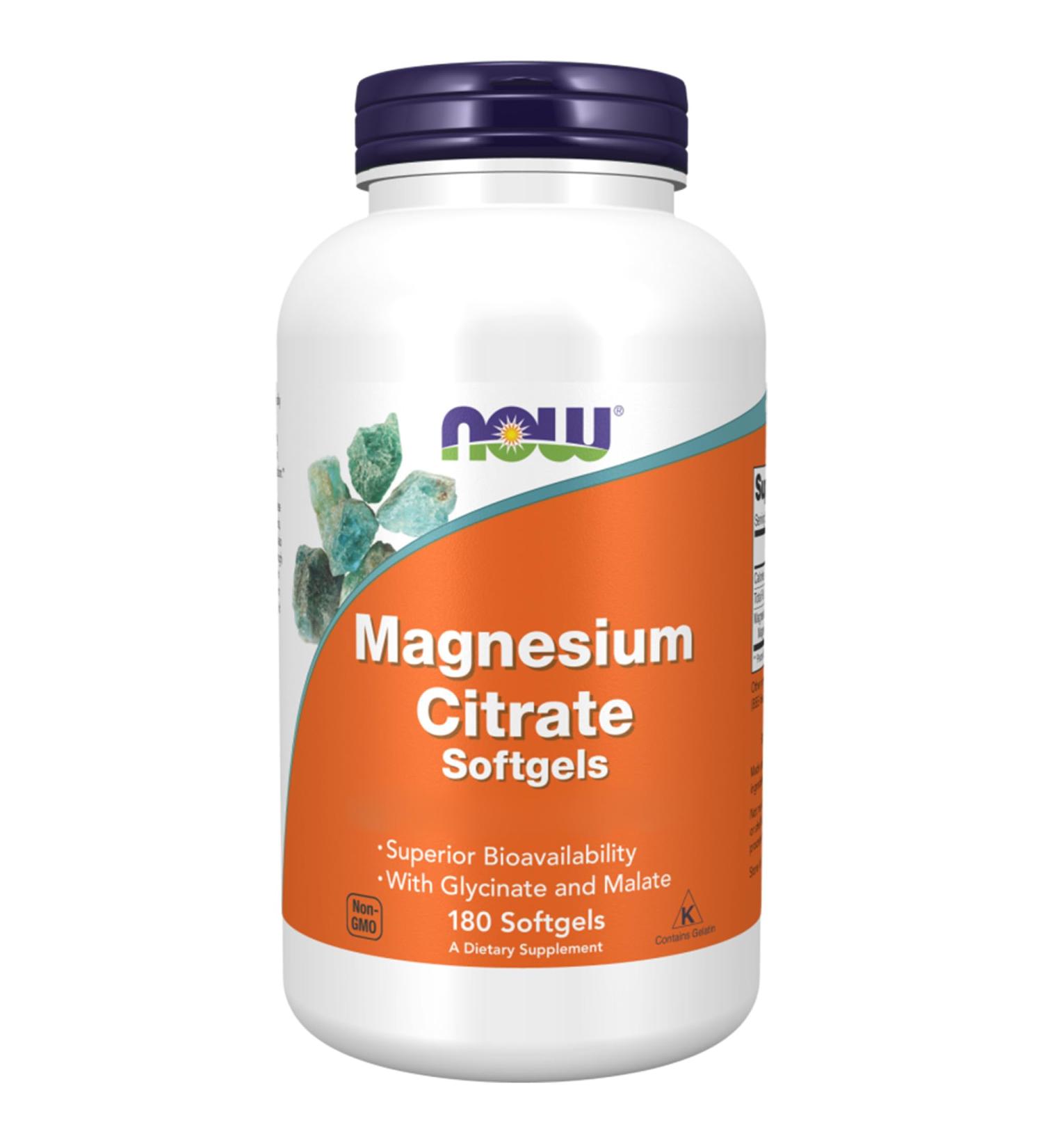 Now Foods Magnesium Citrate (Magnesium Citrate Magnesium Glycinate & Magnesium Malate) 180 Soft Capsules Lab Tested Gluten Free Vegetarian Soy Free Non-GMO - Buy Online on GoSupps.com