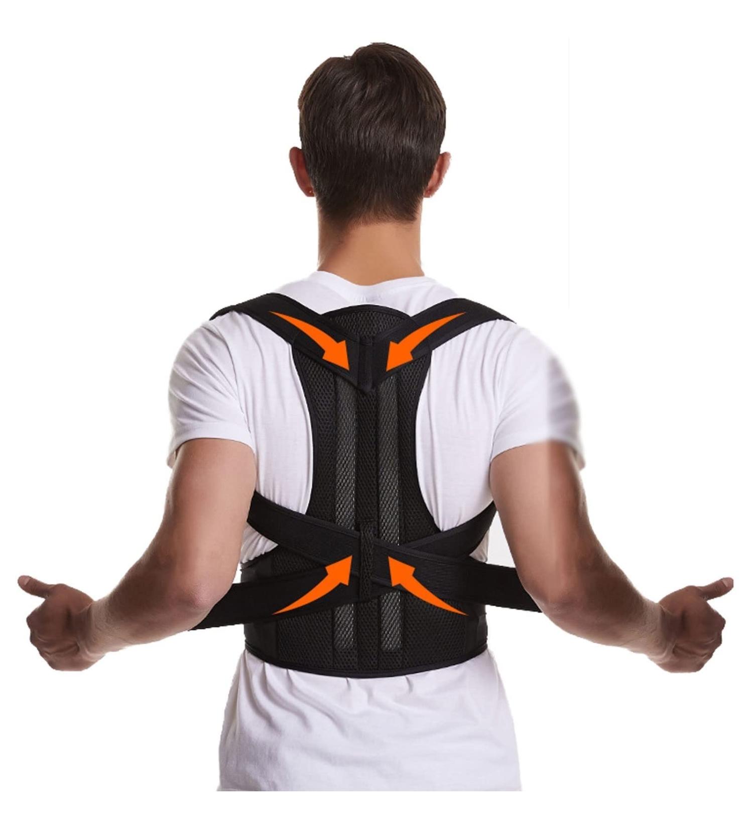 Shop S-5XL Plus Size Posture Corrector Back Brace for Men Women & Teens - Black Full Back Support Belt - Ideal for Scoliosis & Hunchback Correction - Buy Online on GoSupps.com
