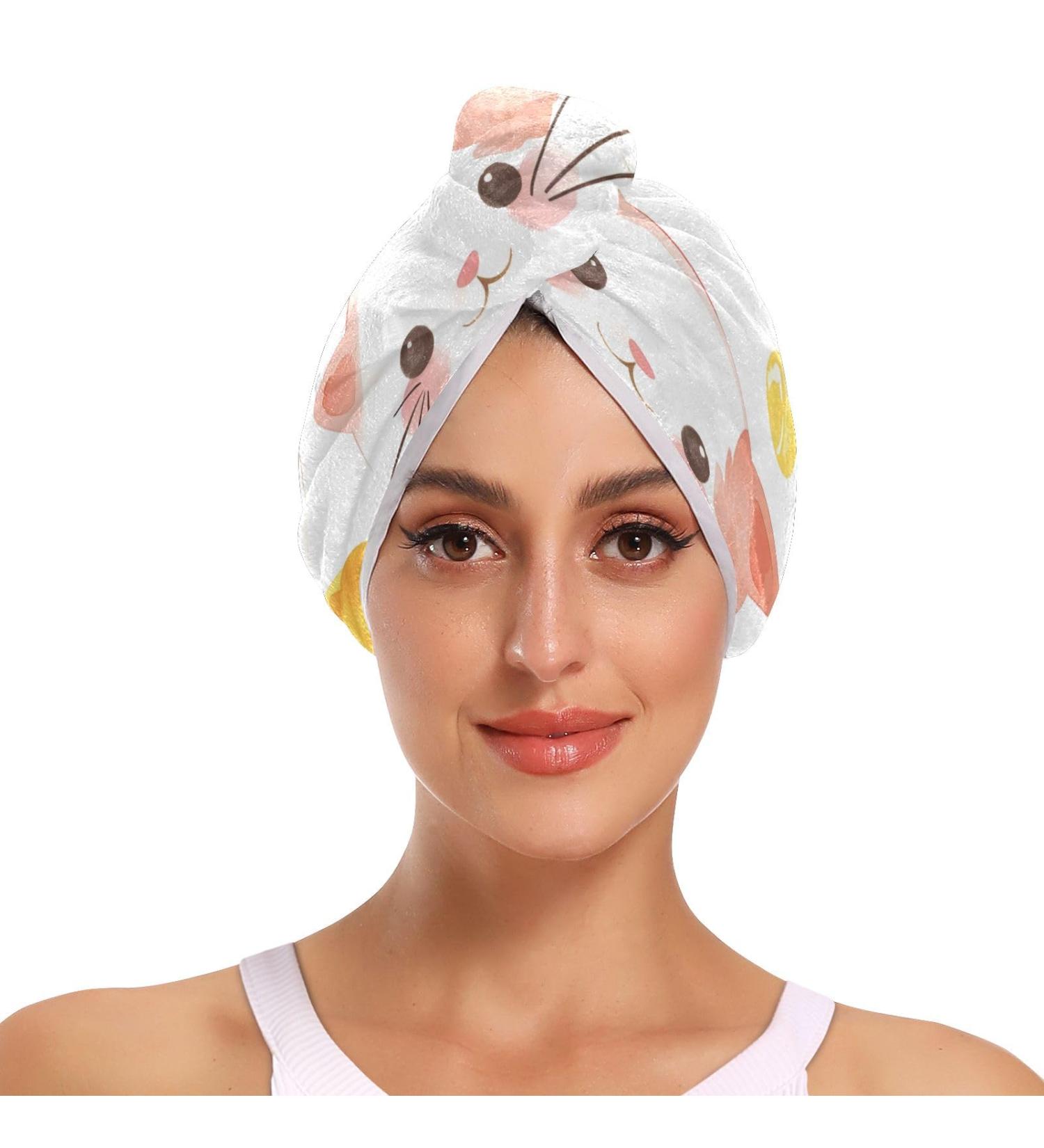 Watercolor Animalfruit 16 Hair Towel 2 Pack | Super Absorbent Quick Dry Hair Turbans for Women & Girls - Buy Online on GoSupps.com