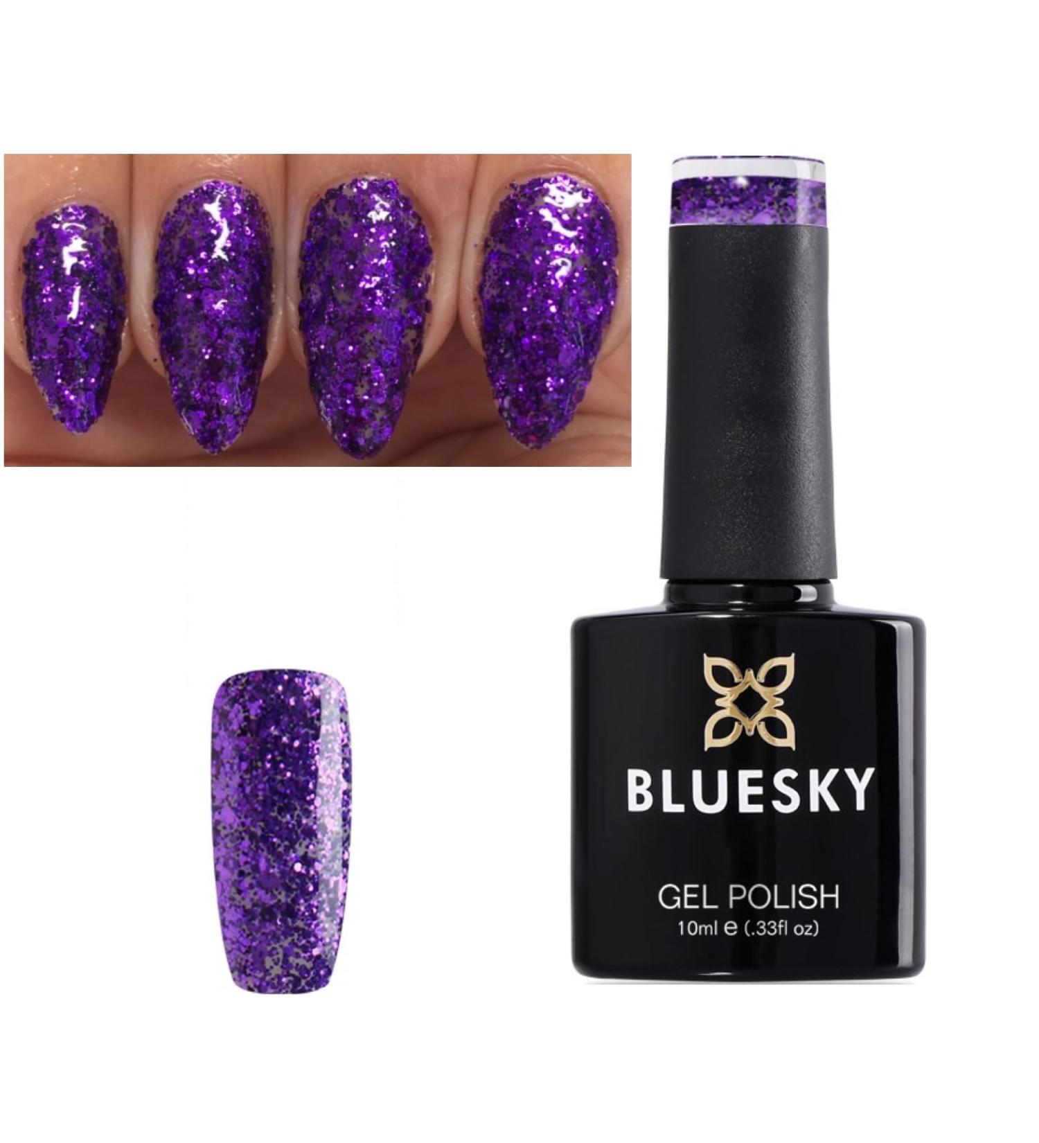 Bluesky Nail Gel Polish PURPLE GLITTER CADBURY SPARKLE S03N UV LED Soak Off 10ml - Buy Online on GoSupps.com