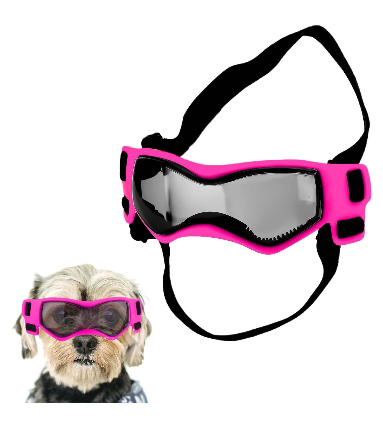 Dog Goggles for Small Breeds Windproof Anti-Fog Dog Sunglasses Adjustable Puppy Sunglasses for Small Medium Dogs Outdoor Riding Driving Protective Eyewear (Pink) - Buy Online on GoSupps.com
