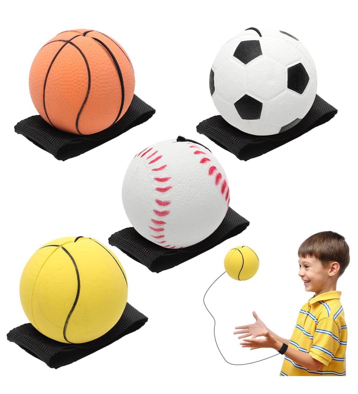 Ranjima 4-Pack Spring Balls with Cord - 6cm Rubber Wrist Return Balls for Kids & Adults - Perfect Sport Toy for Active Play - Buy Online on GoSupps.com