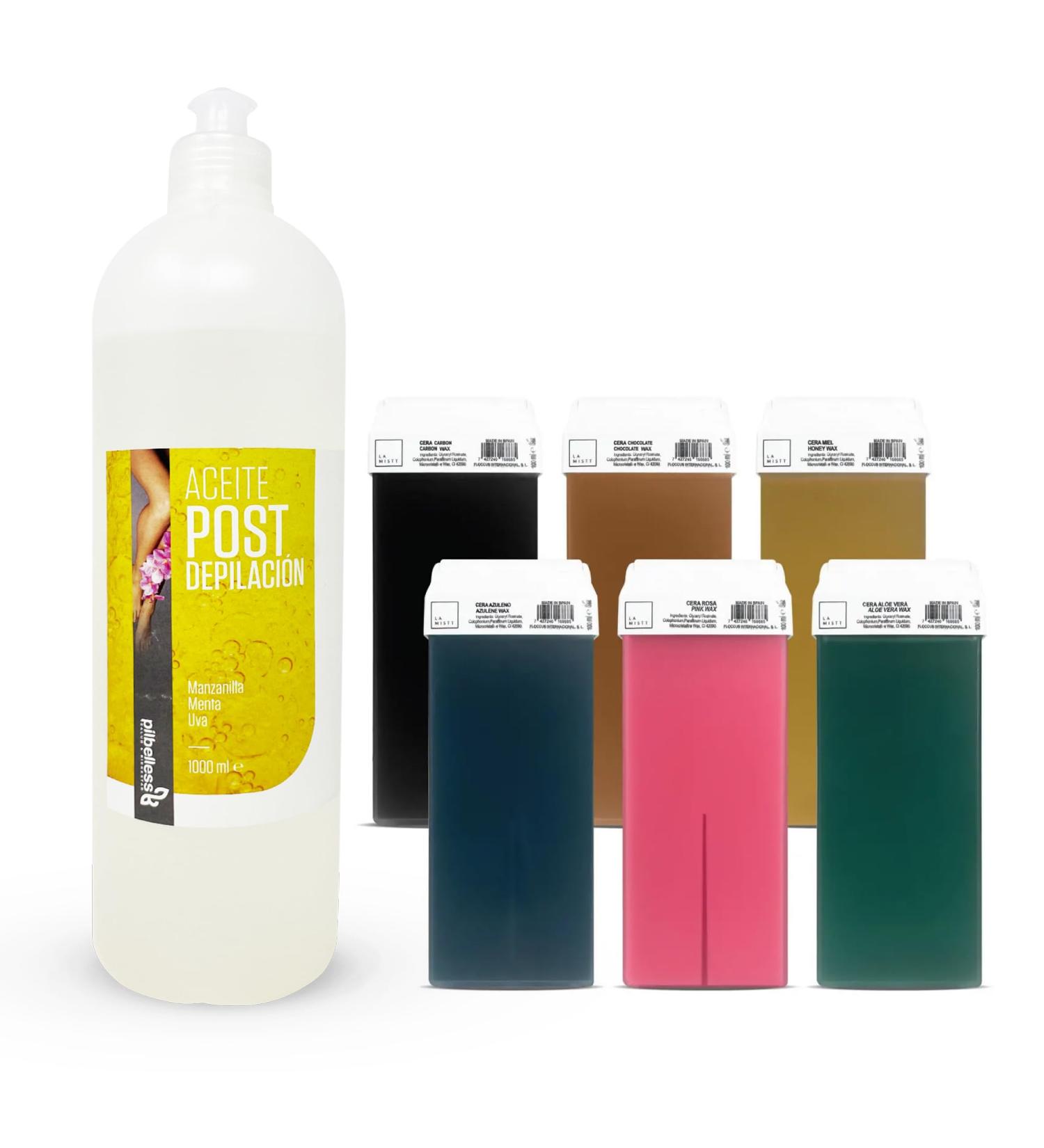  MUNTRADE 12 x Chocolate Wax Rollers + Post Hair Removal Oil 1 Litre - Buy Online on GoSupps.com