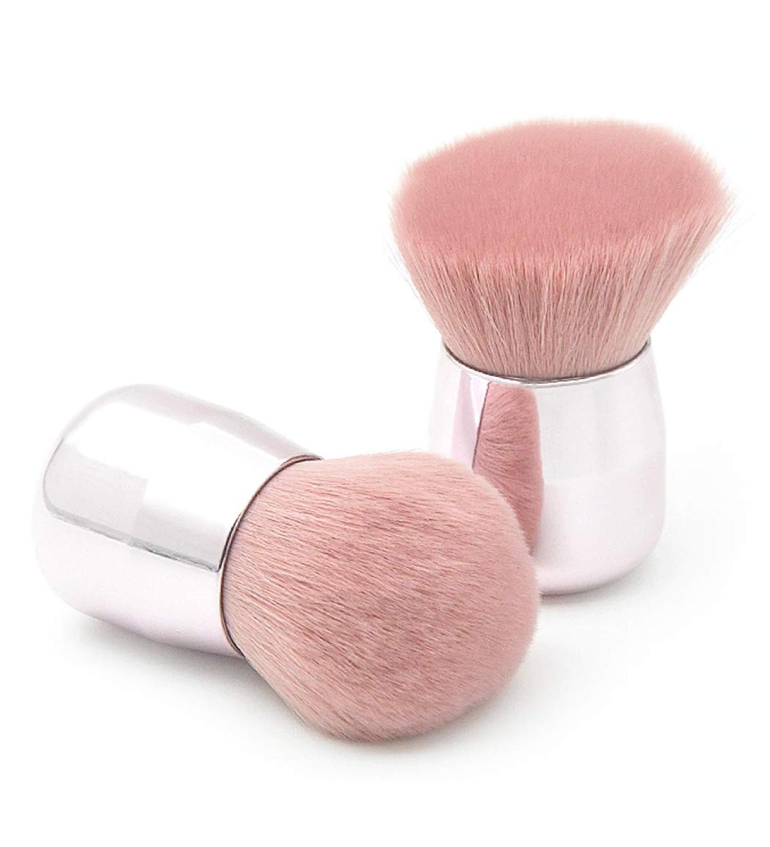 Ranvi Foundation Brush Portable Mineral Brush Angle Large Face Brush Pink Round Brush + Bevel Brush 2PCS - Buy Online on GoSupps.com