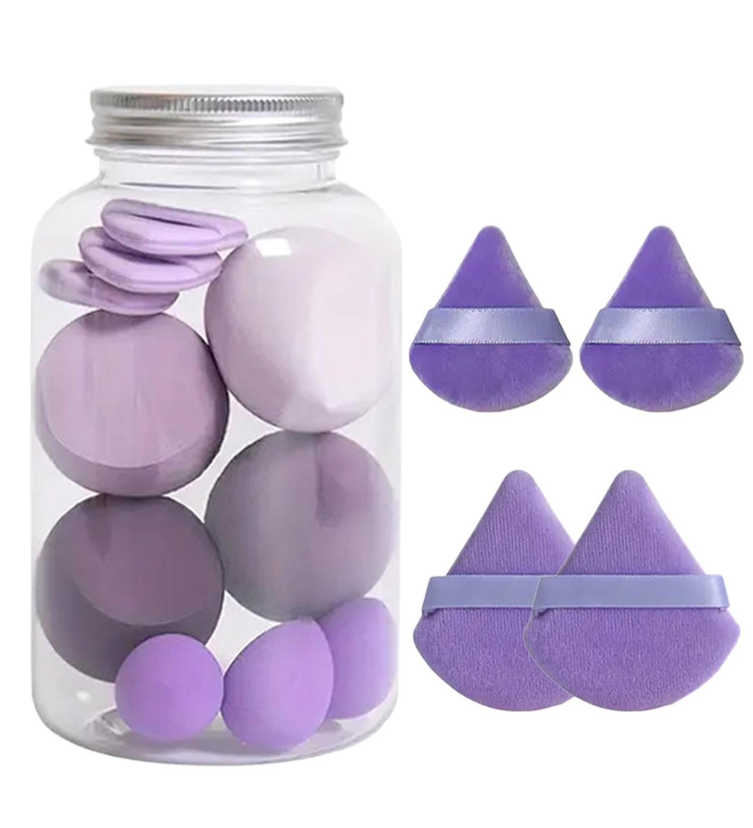 14 Makeup Sponge Set - Beauty Sponges Blender with 7 Powder Puff and 7 Make up Sponges for Liquid Foundation Powder Concealer Cream Purple - Buy Online on GoSupps.com
