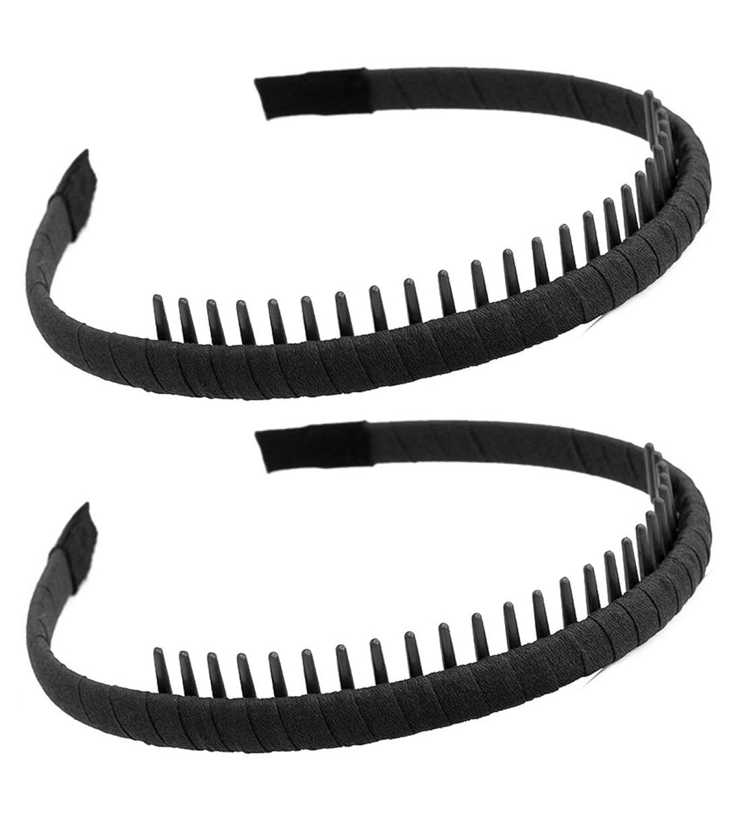 Tomedeks 2-Piece Slip-Resistant Hair Comb Headbands - Elastic Hair Accessories for Men and Women (Black) - Buy Online on GoSupps.com