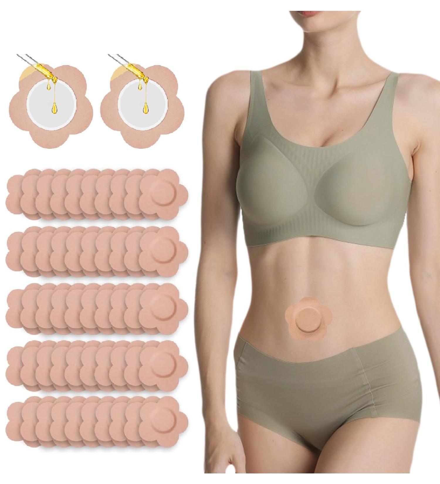 50Pcs Castor Oil Pack Wrap Belly Button Patch Cover Organic Castor Oil Patch for Belly Button Disposable Highly Absorbent Self-Adhesive Organic Cotton - Floral Beige 50PCS Floral - Buy Online on GoSupps.com