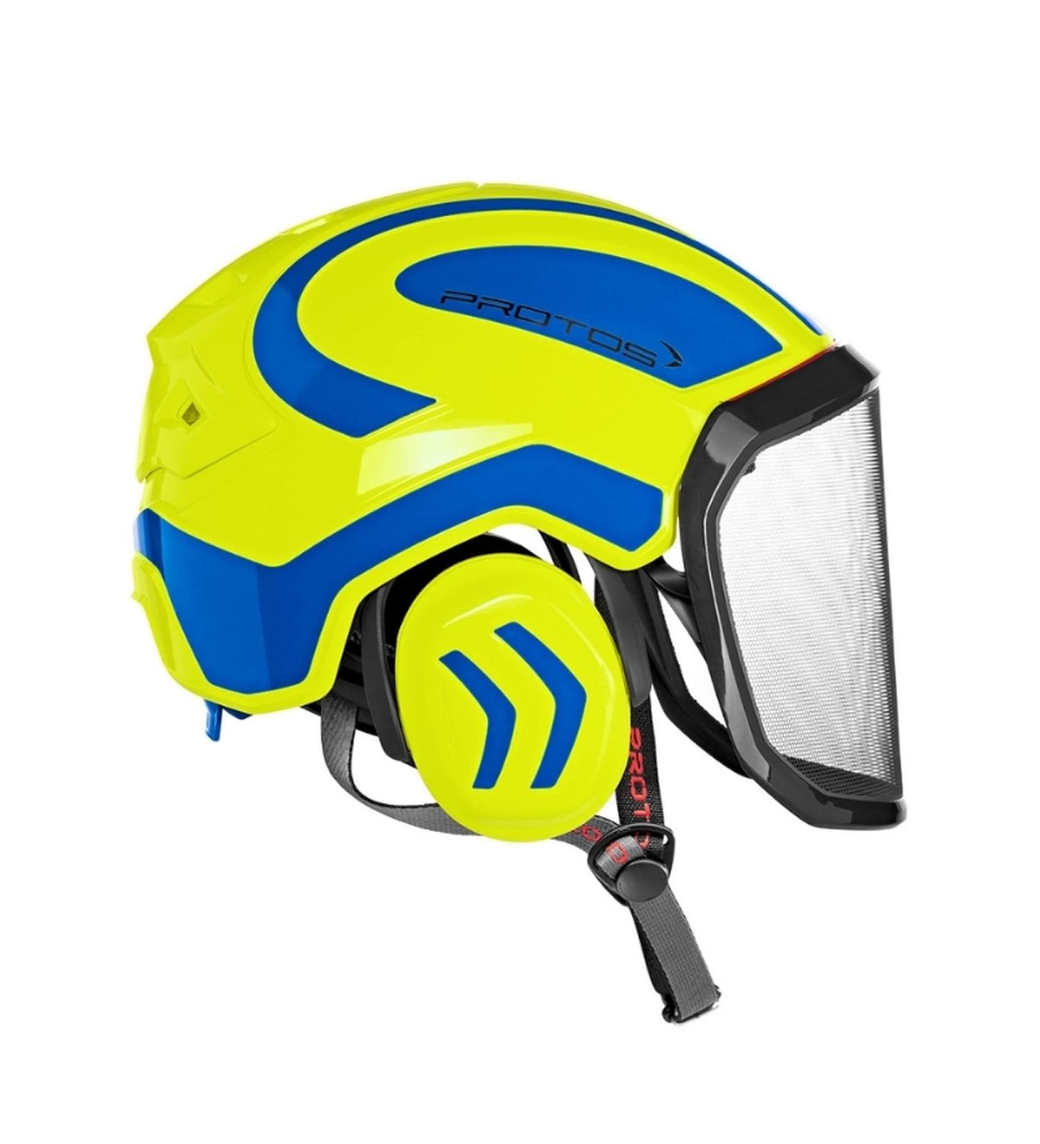 Protos GmbH Integral Arborist Helmet - Neon Yellow & Blue
