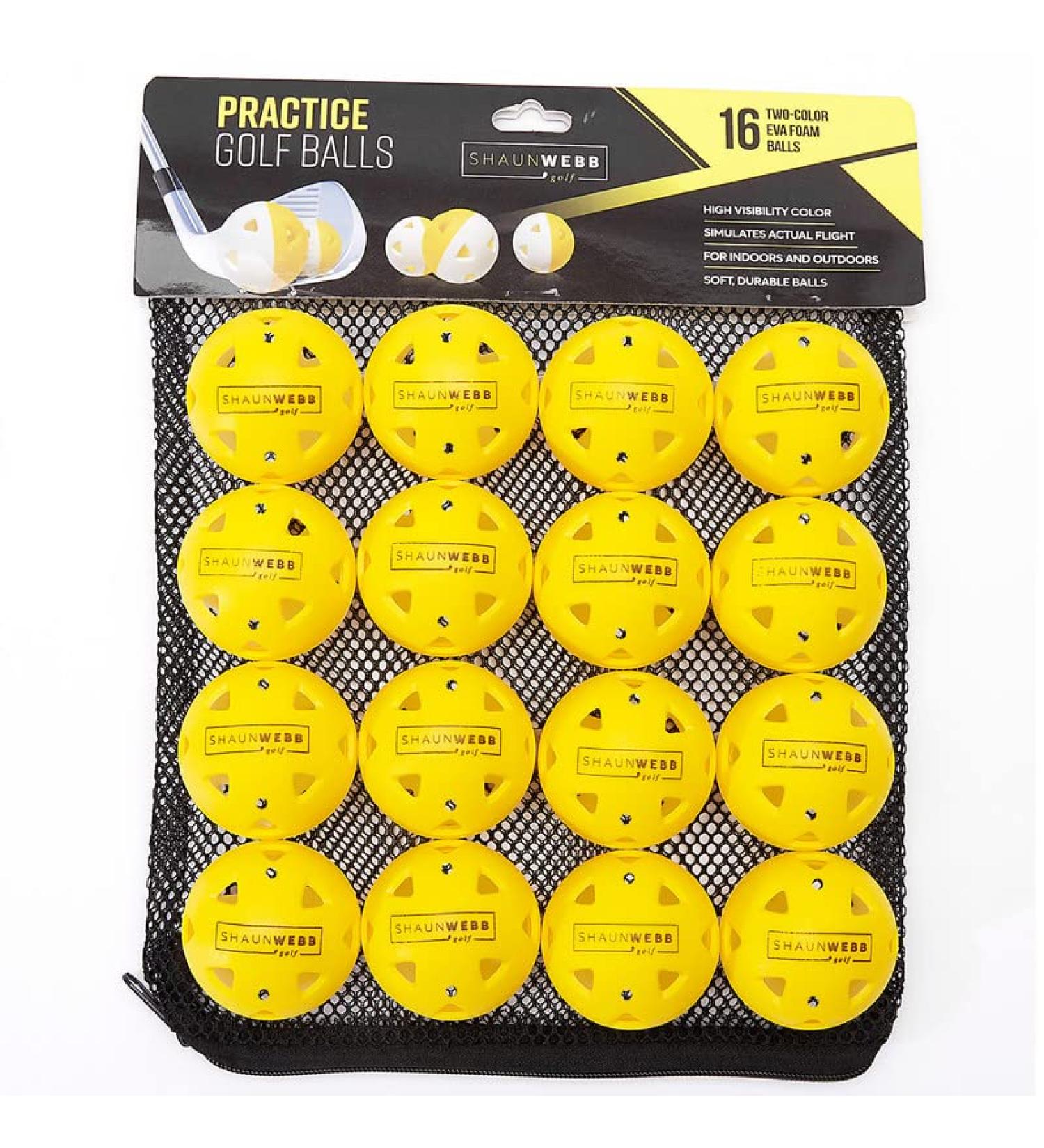 Practice Golf Balls (16-Pack) Limited-Flight Foam Golf Balls to Improve Your Swing - Dent Resistant Yellow Golf Balls Practice - Perfect for Indoors  Basement & Backyard. Perfect for Men and Kids. EVA - Buy Online on GoSupps.com