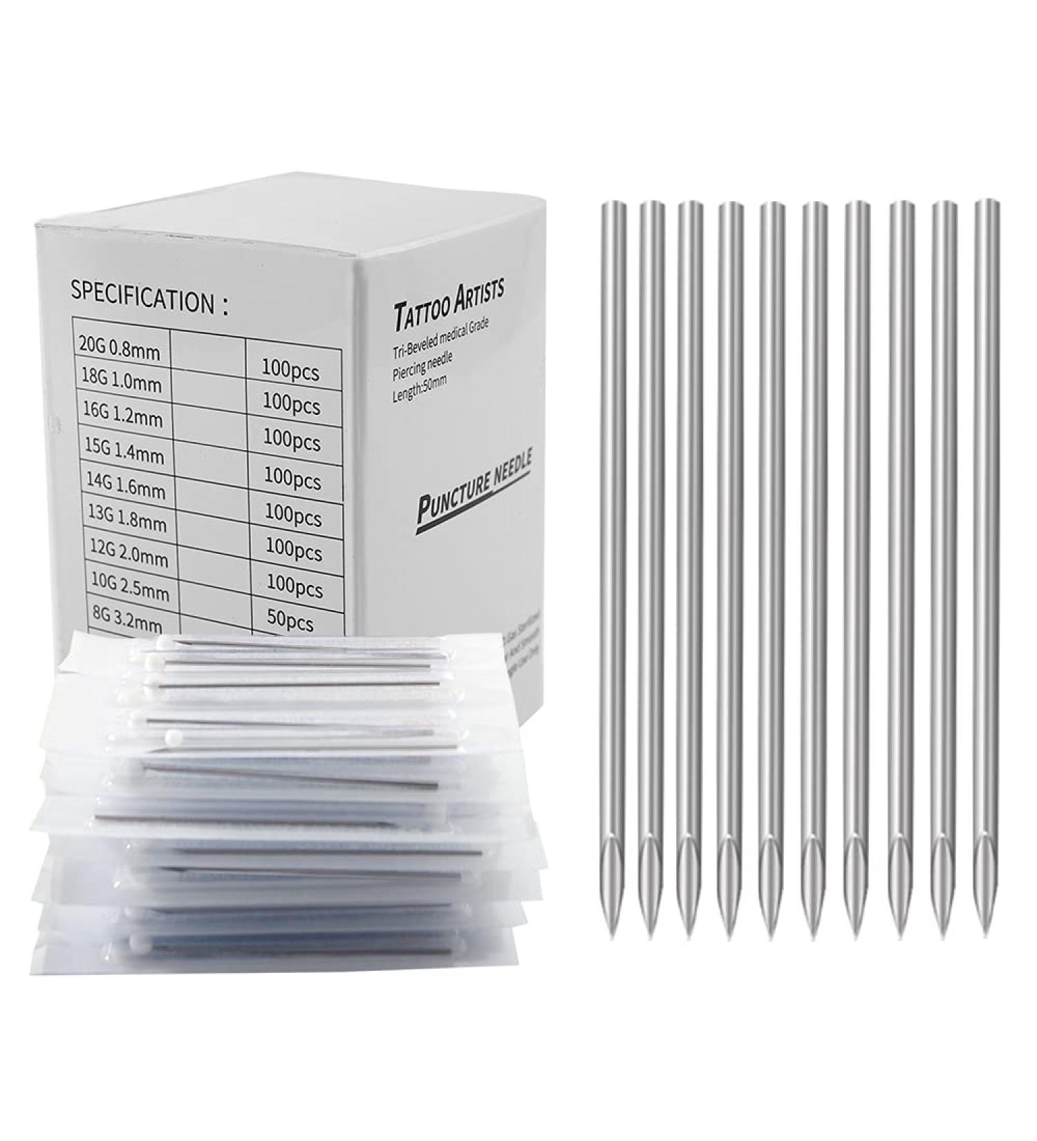Piercing Needles - 100Pcs 14G Disposable Professional Body Piercing Needles - Ear, Navel, Nose, Lip, Nipple - 14G 100PC - Buy Online on GoSupps.com