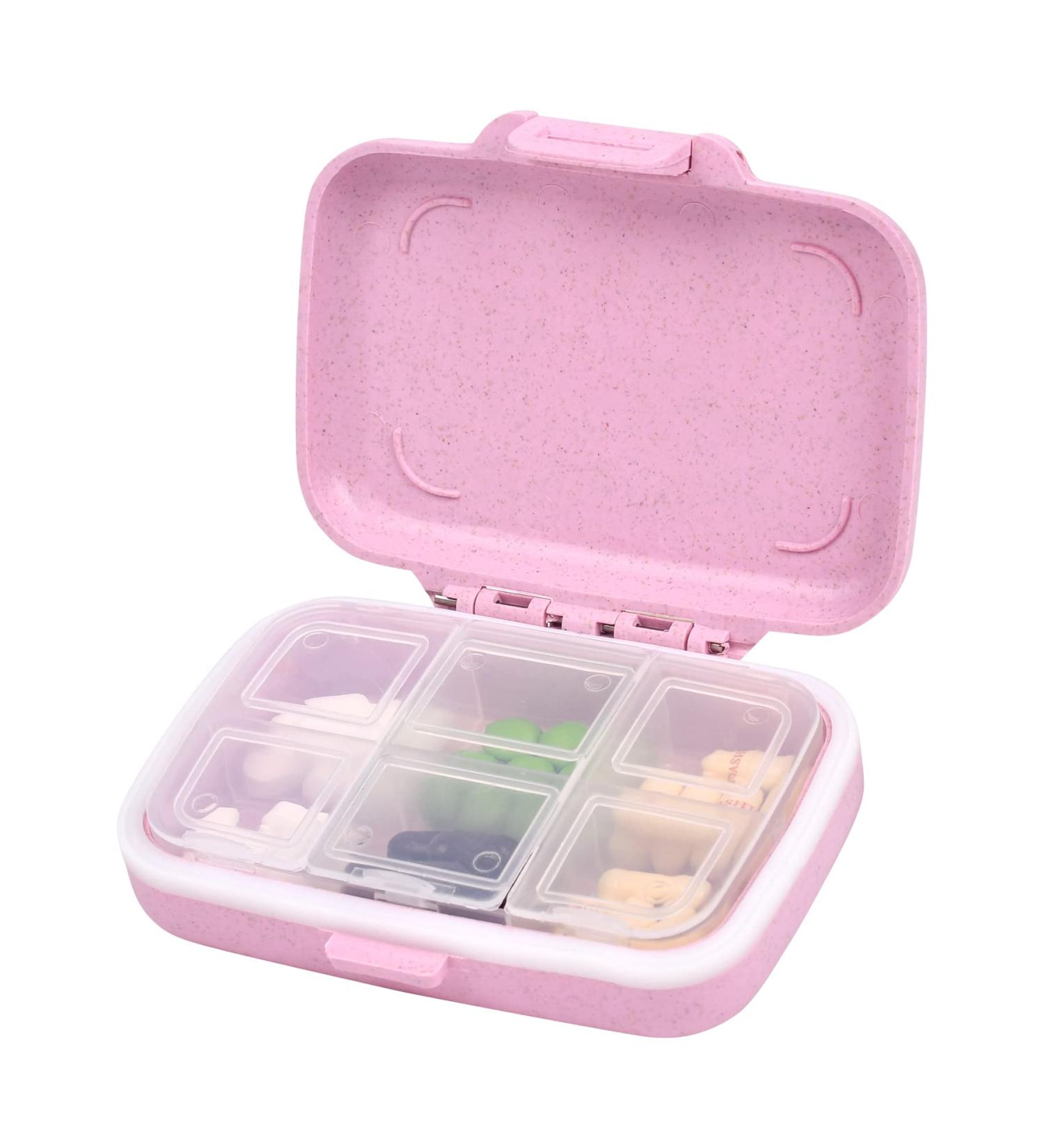 Buy 6 Grids Daily Pill Case - Travel Pill Box & Waterproof Organizer in Pink | Small & Portable Vitamin Storage - Buy Online on GoSupps.com