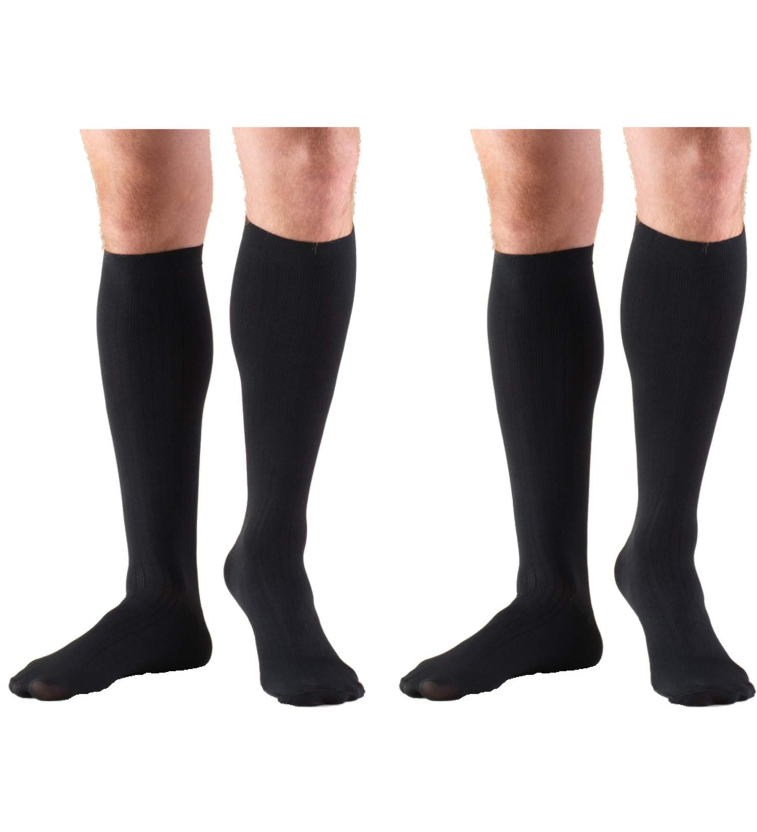 Truform Compression Socks for Men - 8-15 mmHg Knee High Dress Socks Black Large (Pack of 2) - Best for Travel & Daily Wear - Buy Online on GoSupps.com