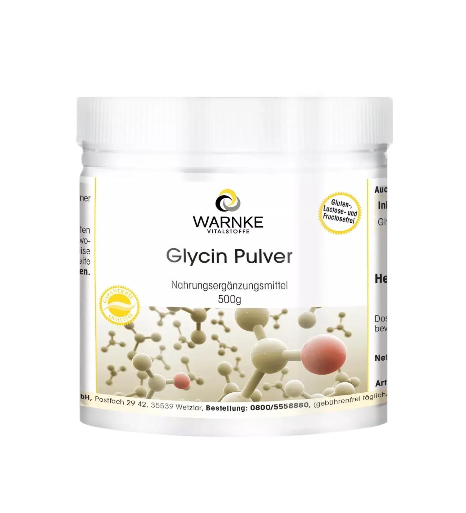 Glycine Powder 500g - 100% Pure Vegan Amino Acid | Warnke Vitalstoffe - Premium German Pharmacy Quality - Buy Online on GoSupps.com