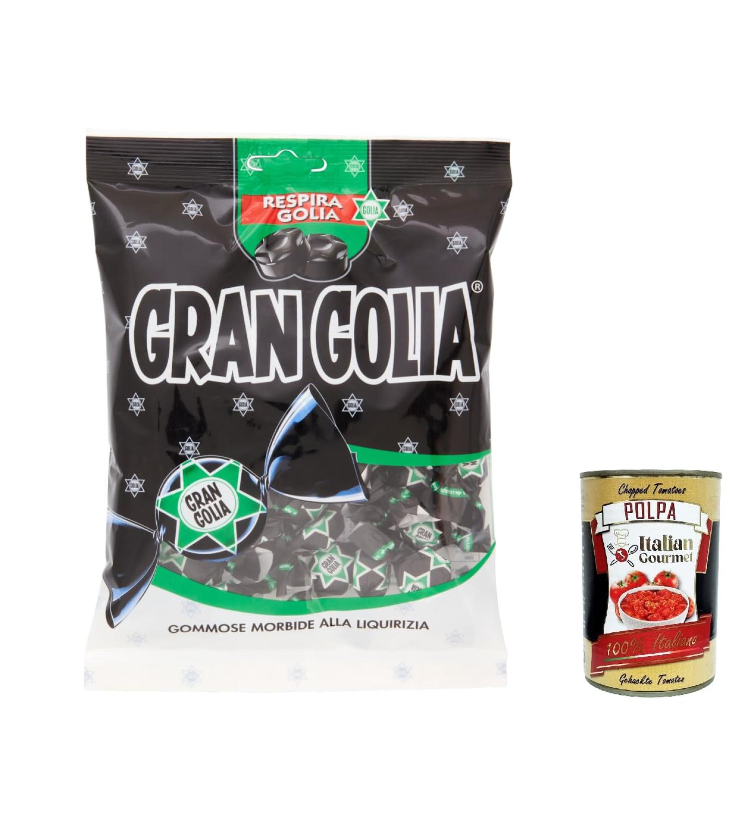  Italian Gourmet E.R. Golia Gran Golia Golia Pack of 6 soft rubber candies with licorice flavor 180g candies + Italian Gourmet Polpa 400g - Buy Online on GoSupps.com