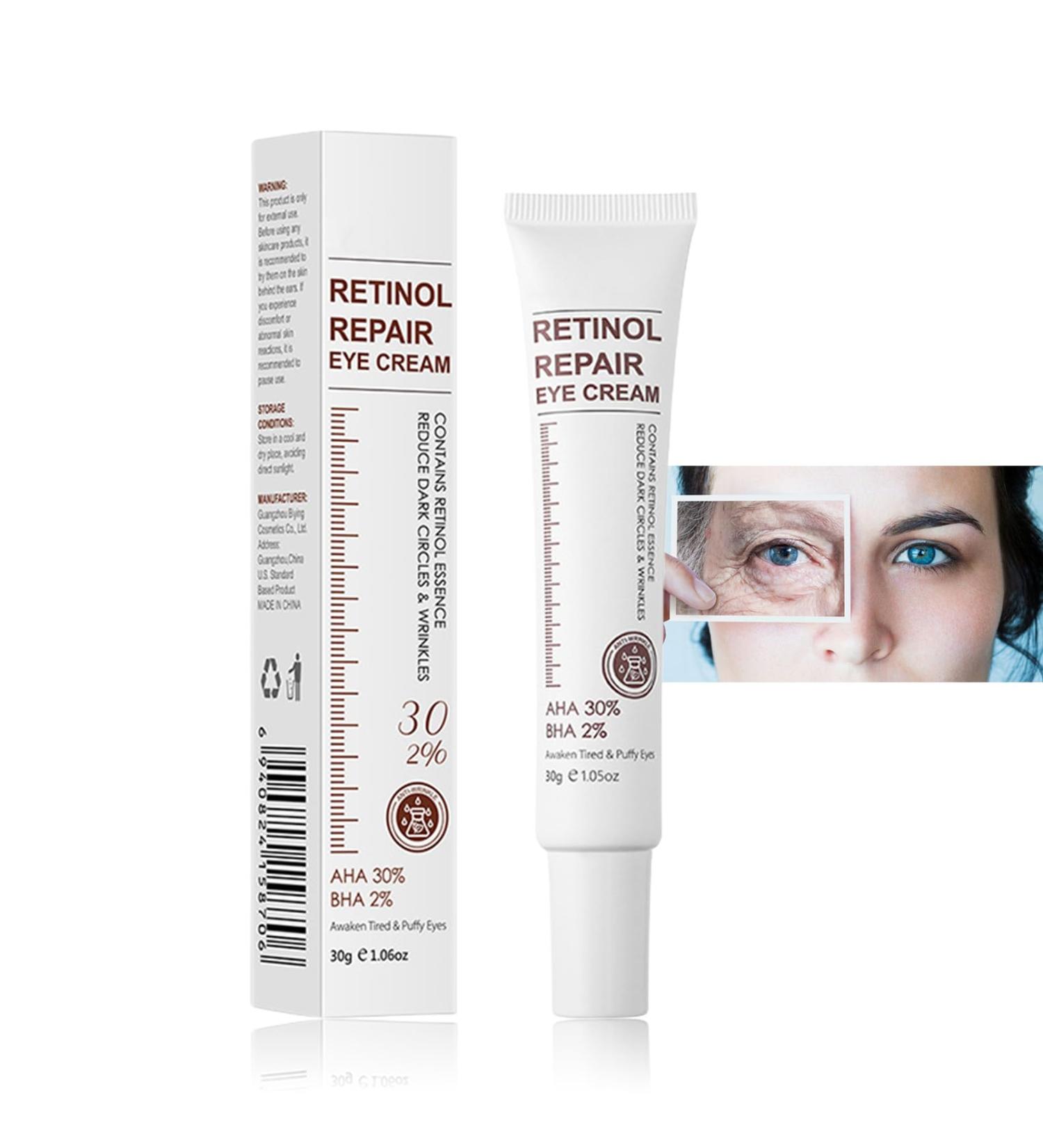 Retinol Eye Cream With Retinol Serum & AHA 30% & BHA 2% -Under Eye Cream For Dark Circles Puffy Eyes -Retinol Serum Moisturising Anti-Wrinkle Anti-Aging Eye Creams (Retinol Eye Cream) - Buy Online on GoSupps.com