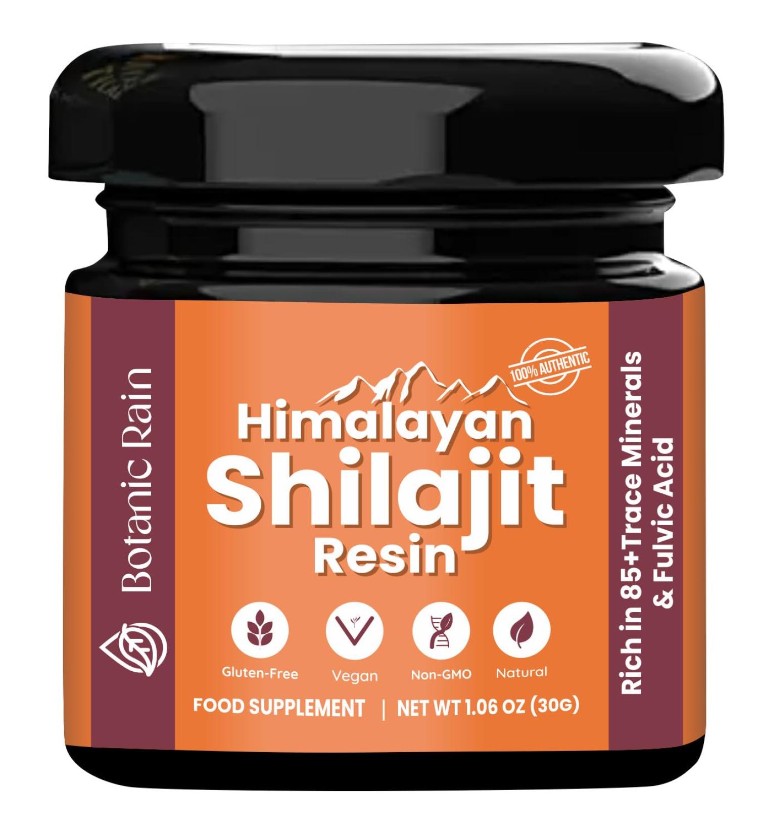 Botanic Rain Pure Himalayan Shilajit Resin for Men & Women 85+ Trace Minerals 75%+ Fulvic Acid for Energy Boost & Immune Support Himalayan Resin Ayurveda Product - 1.06 oz - Buy Online on GoSupps.com