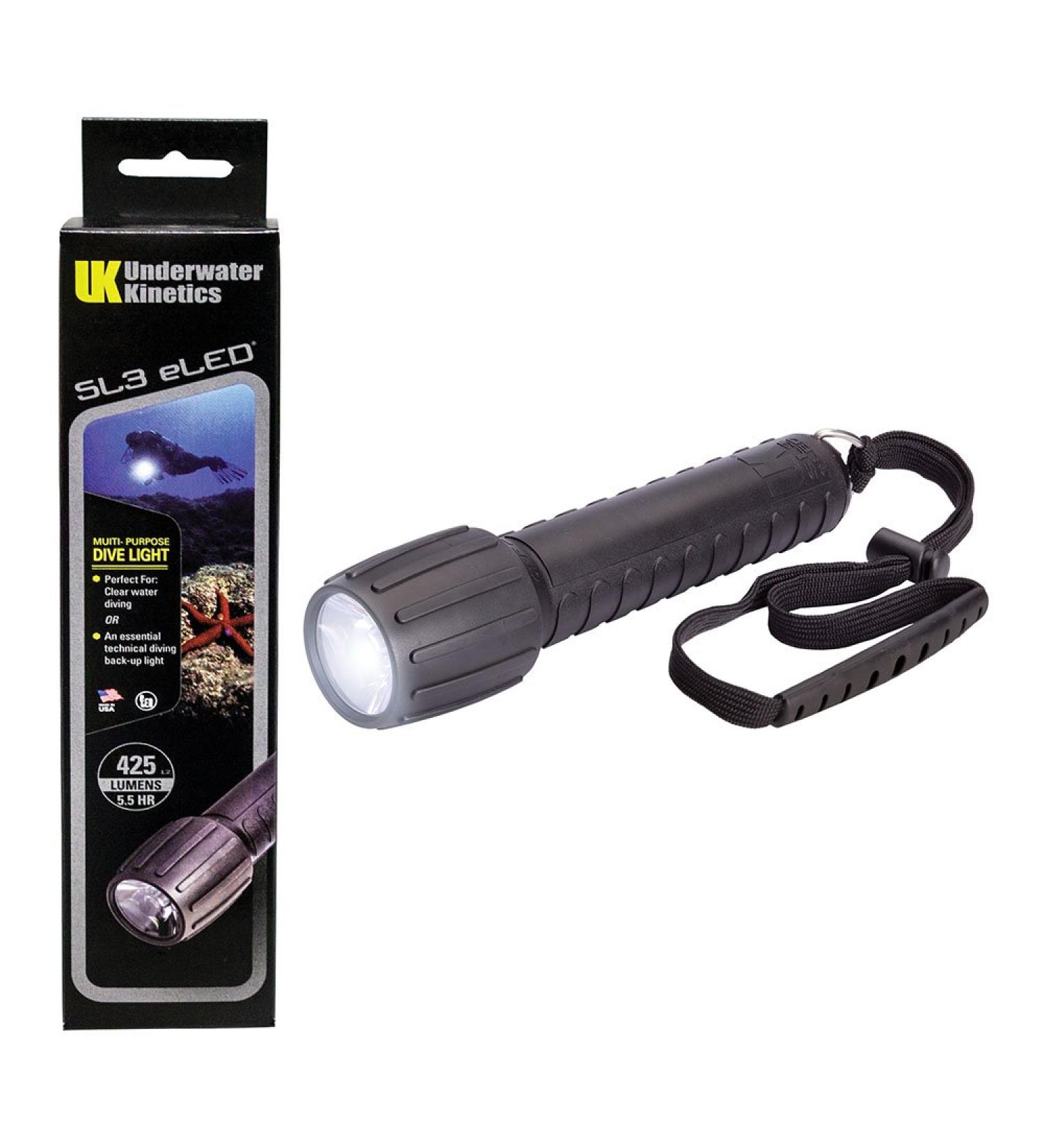 Underwater Kinetics SL3 eLED Dive Light Black - Boxed for Protection - Buy Online on GoSupps.com